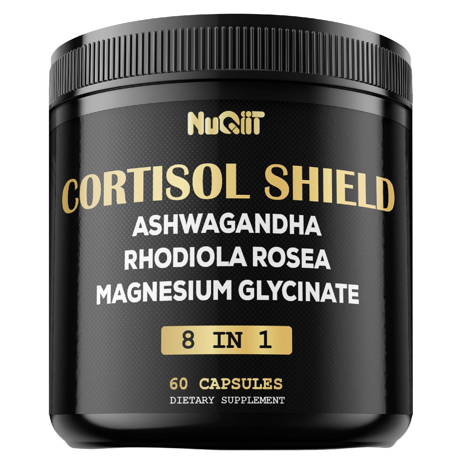 8in1 Cortisol Shield - Ashwagandha and Magnesium, Rhodiola Rosea, Lions Mane, Sea Moss, Turmeric, St Jonh's Wort - Mind& Mood Balance, Rest Well, Support Immume - 60 Capsules NUQIIT uk supplements