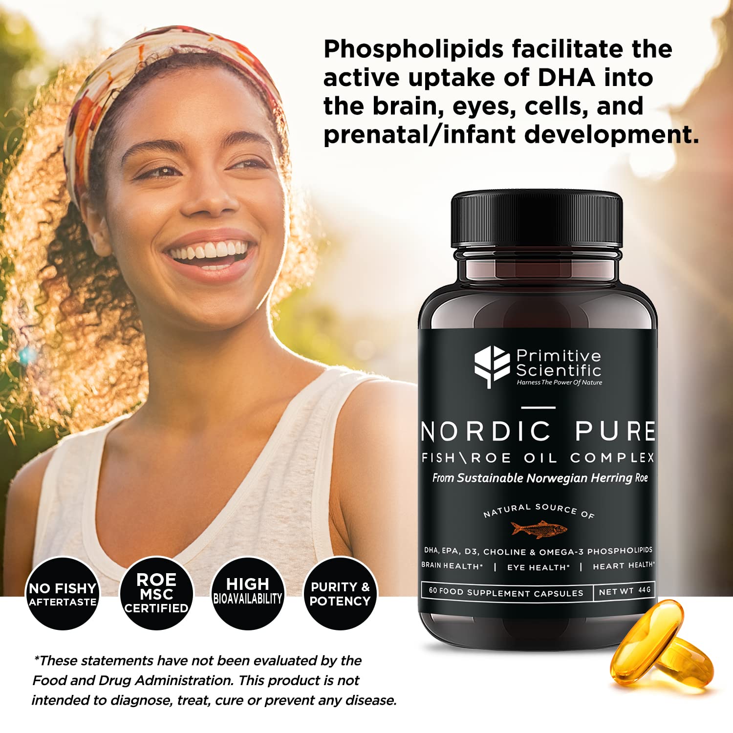 Primitive Scientific Nordic Pure Oil Complex (60 Fish Oil Capsules) for Brain, Immunity & Vision - Heart Supplement w/EPA, DHA, Vitamin D3, Choline - Omega 3 Supplements Primitive Scientific uk supplements