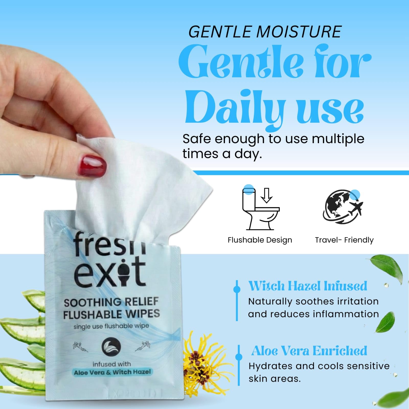 FreshExit Flushable Hemorrhoid Wipes – 36 Count – Individually Wrapped with Witch Hazel & Aloe Vera, Large Discreet Travel Wipes for Adults, Soothing & Gentle on Skin FreshExit uk supplements
