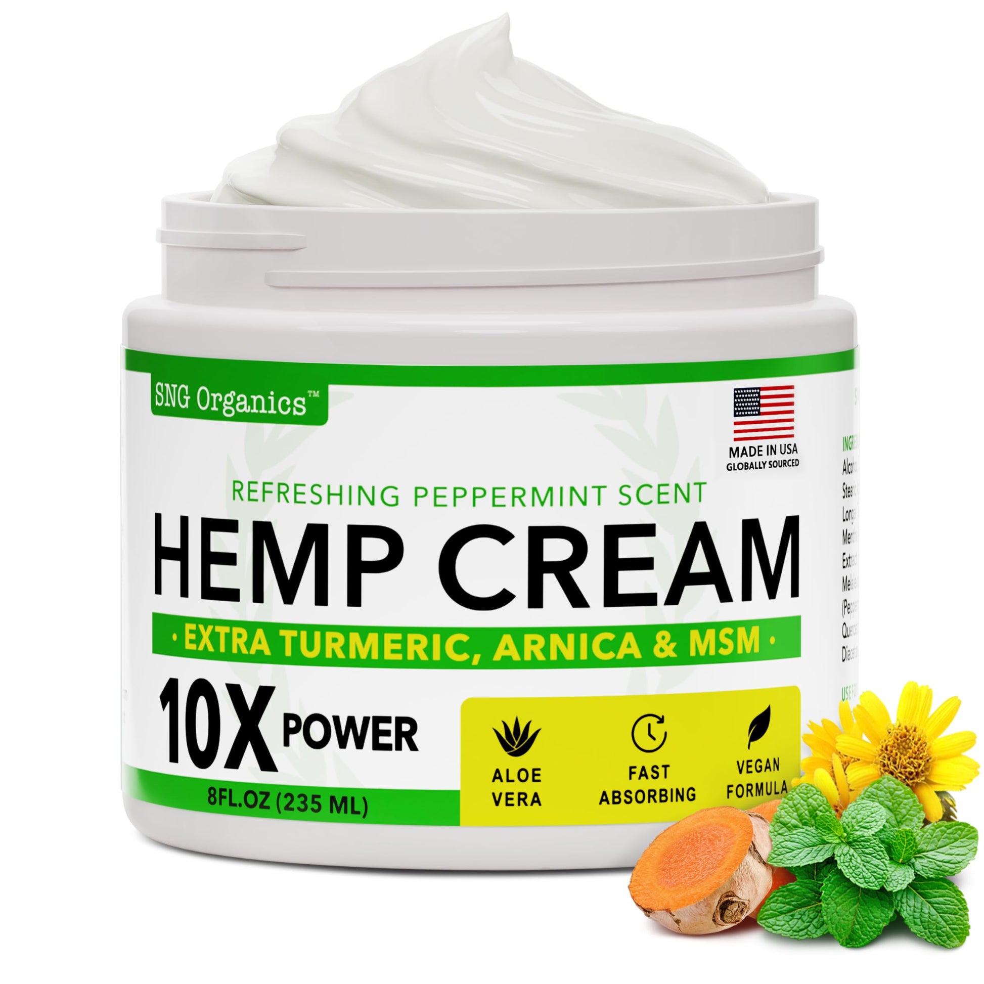 Super Natural Goods Hemp Cream with Hemp Oil, Turmeric, Arnica & Menthol – Botanical Cream with a Cooling Sensation for Localized Application (8oz) Super Natural Goods uk supplements