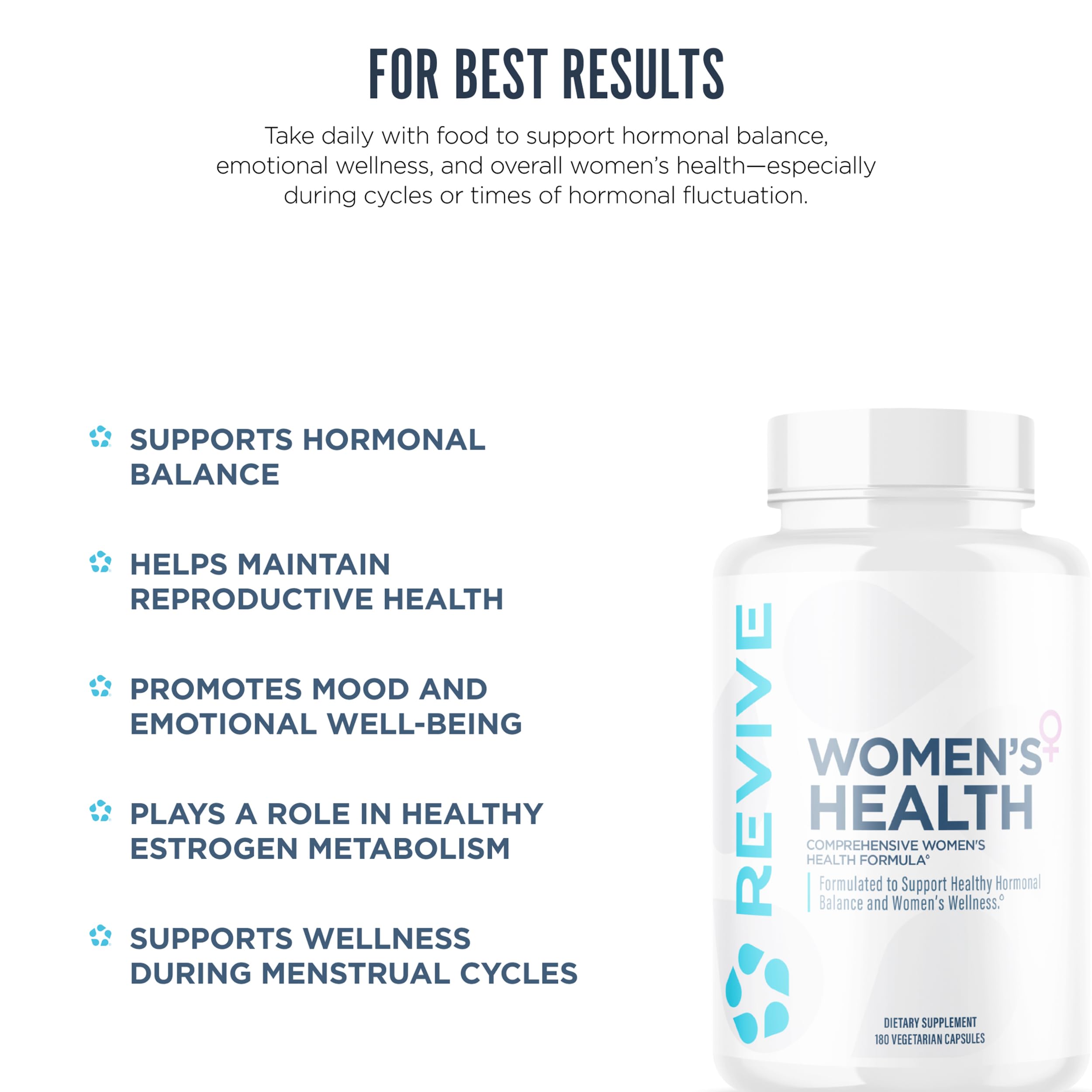 Revive MD Hormone Balance for Women – Hormone Support Supplement w/Myo-Inositol, Chaste Berry, DIM, Vitamins C & E, Evening Primrose Oil – Health & Hormonal Balance (180 Capsules, 30 Servings) Revive uk supplements