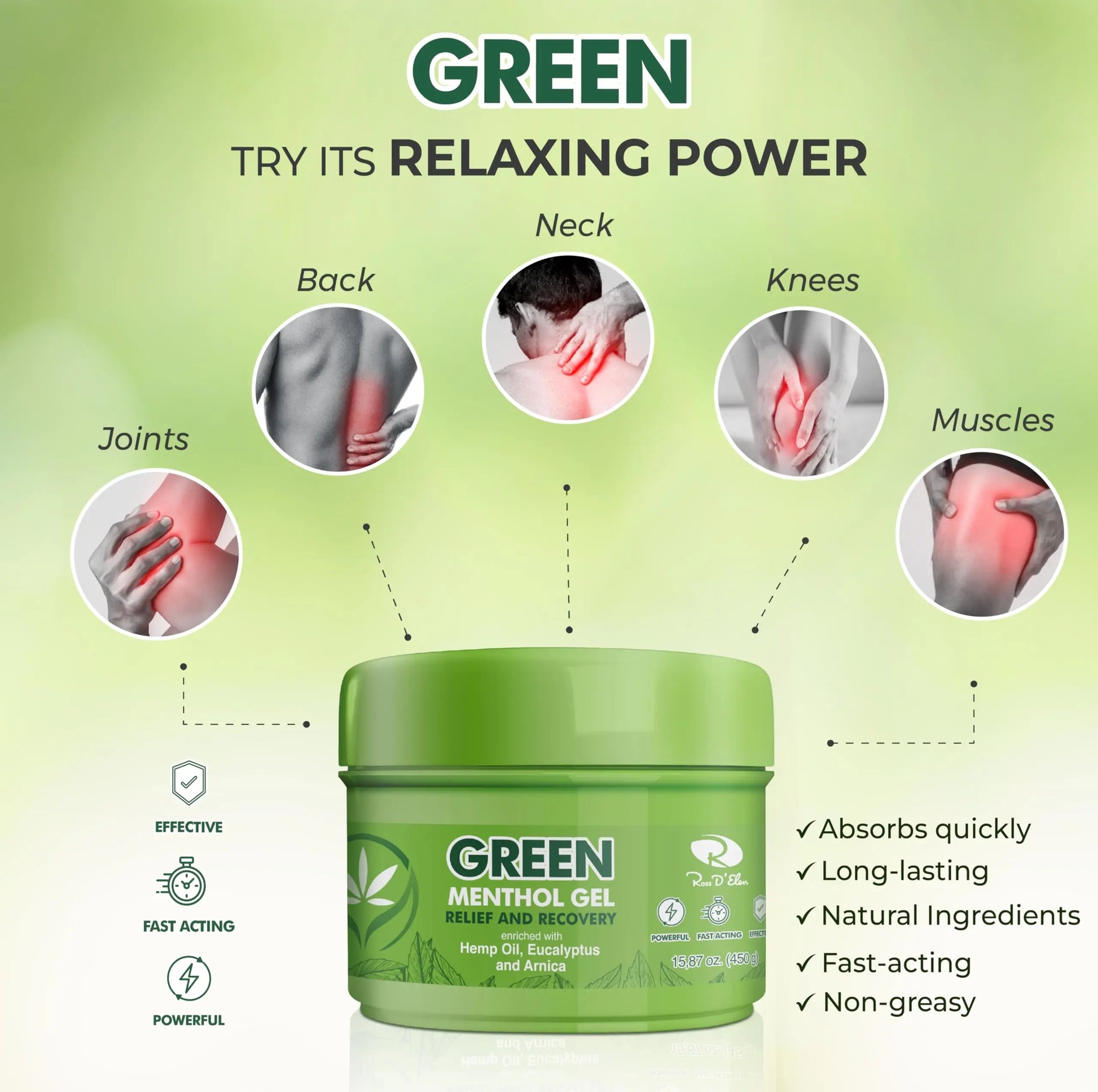 Ross D'Elen Green Menthol Gel - Large Size Single Pack ROSS D'ELEN uk supplements