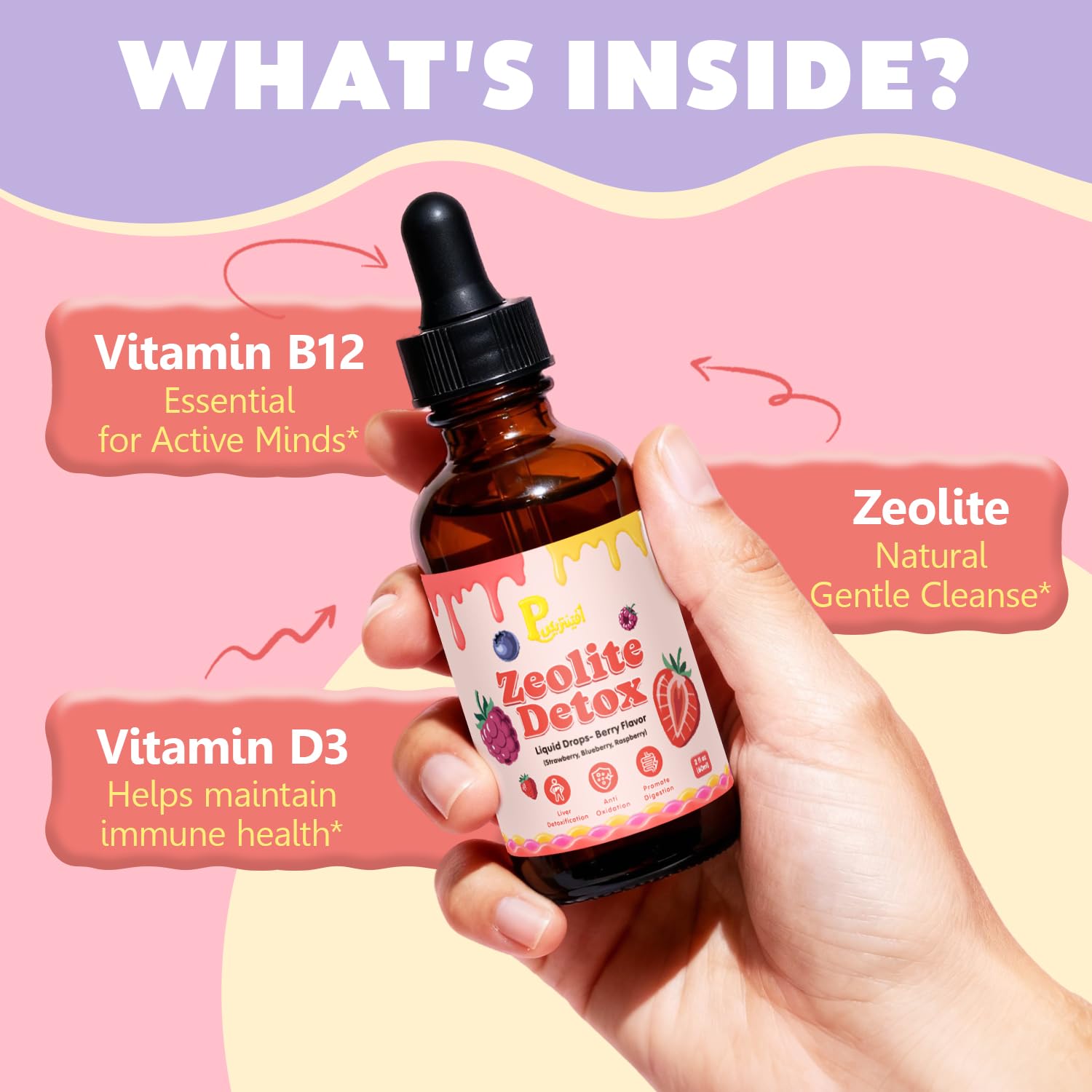 Zeolite Detox Drops for Kids & Kidney Cleanse Drops for Adults - Liquid Supplement Duo with Vitamins C B12 D3, Cranberry, Chanca Piedra, Milk Thistle & Herbal Blend - Mixed Berry & Cranberry Flavor, 6 Pavintrix uk supplements