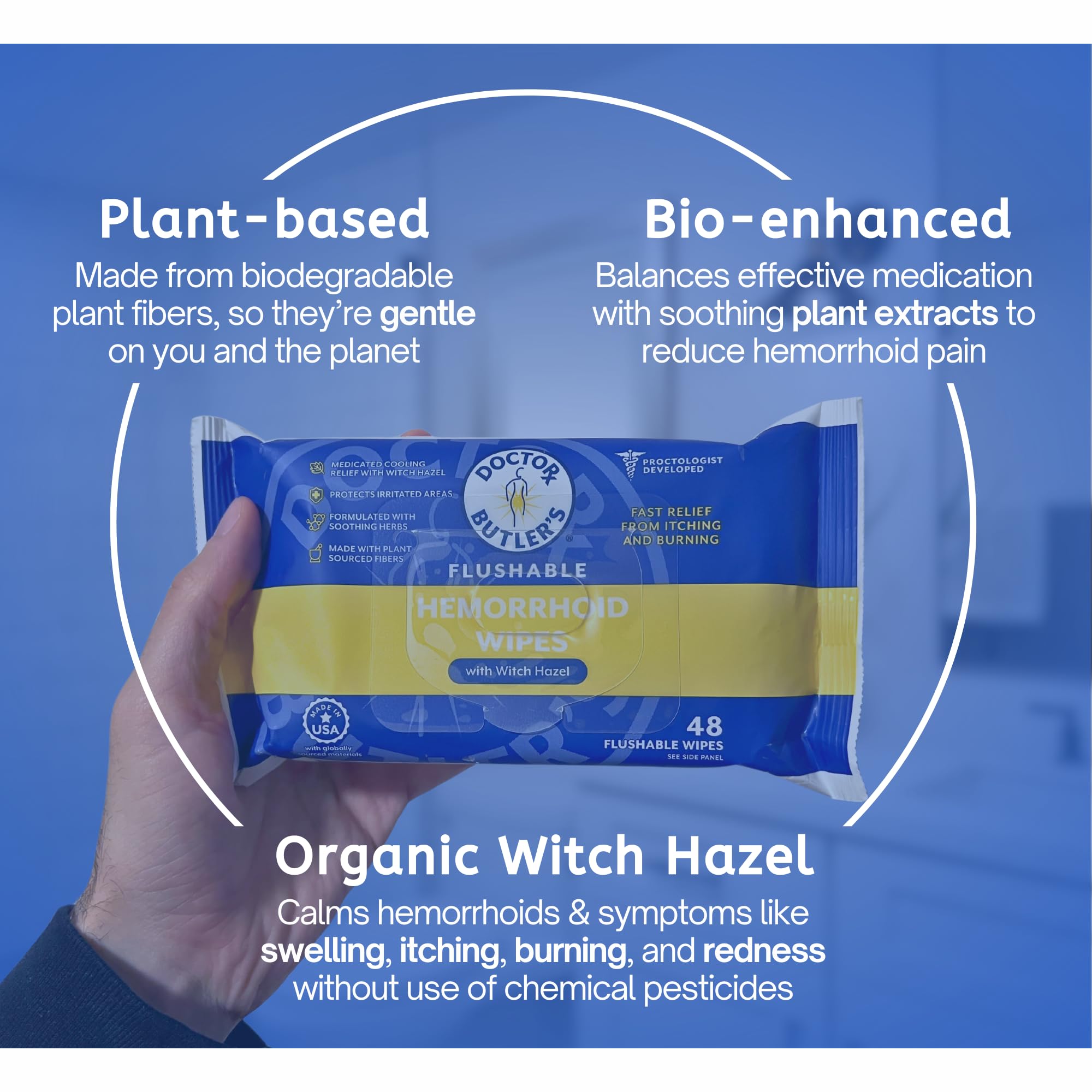 Doctor Butler's Flushable Hemorrhoid Wipes – Flushable Wipes with Witch Hazel to Soothe and Bring Relief from Discomfort Associated with Hemorrhoids (48 Wipes) Doctor Butler's uk supplements