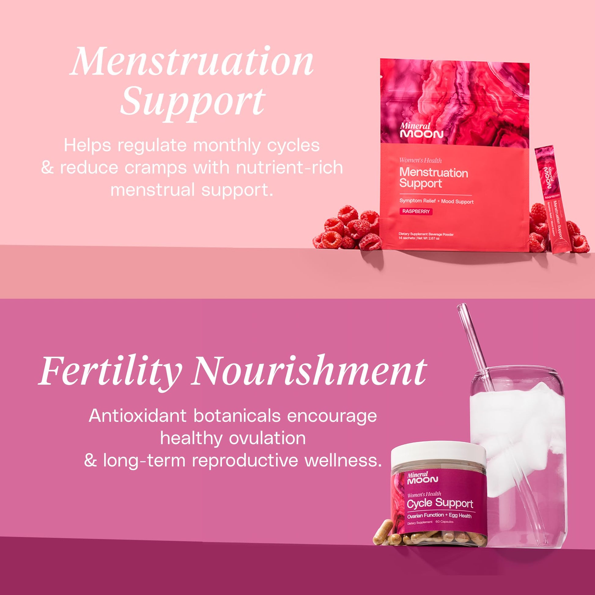 Mineral Moon Hormonal Support Bundle - Menstrual Supplement + Cycle Support - Aid Ovulation, Hormonal Balance & PMS Support - Reduce Period Cramps & Fatigue - Antioxidant Ovarian Support Vitamins Mineral Moon uk supplements