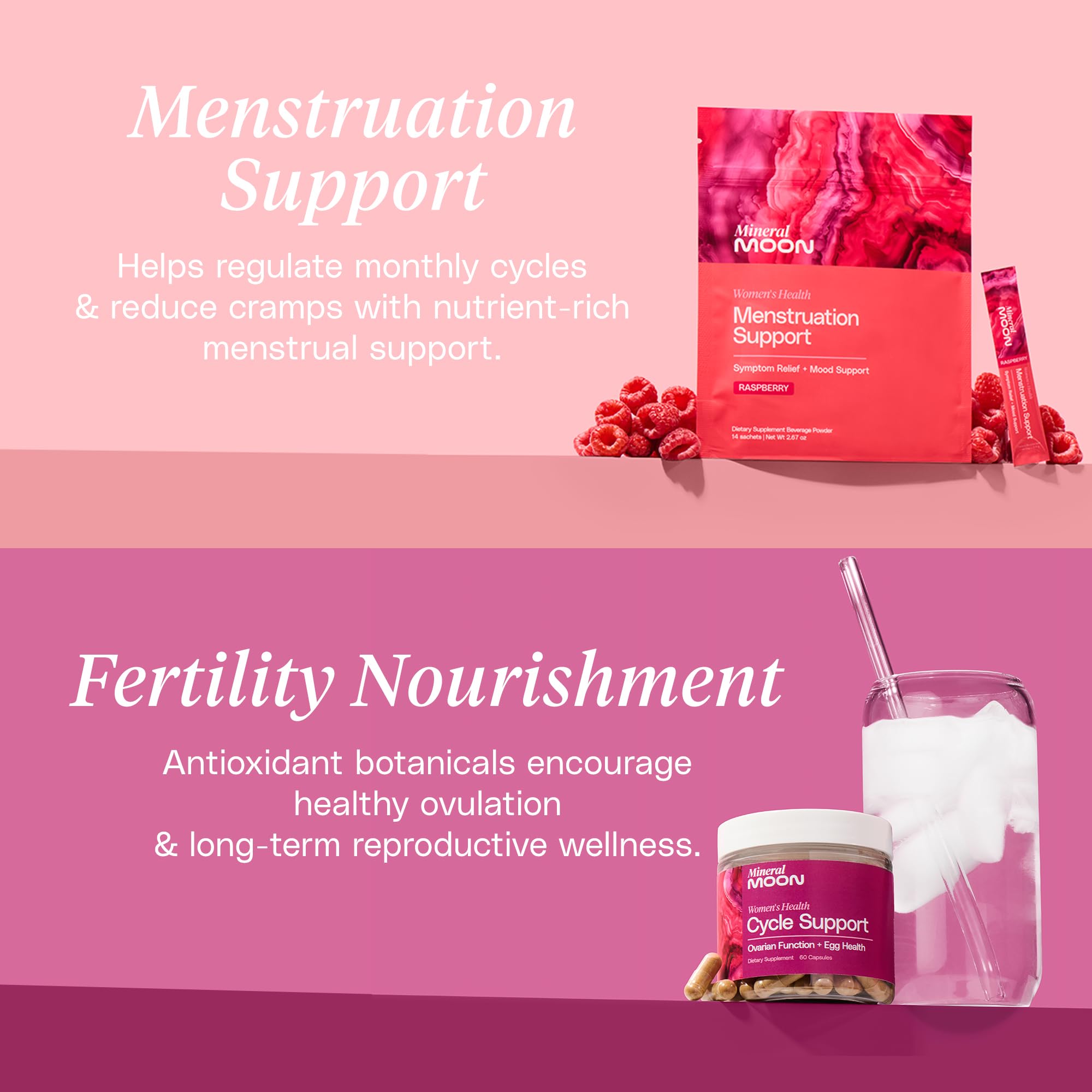 Mineral Moon Hormonal Support Bundle - Menstrual Supplement + Cycle Support - Aid Ovulation, Hormonal Balance & PMS Support - Reduce Period Cramps & Fatigue - Antioxidant Ovarian Support Vitamins Mineral Moon uk supplements