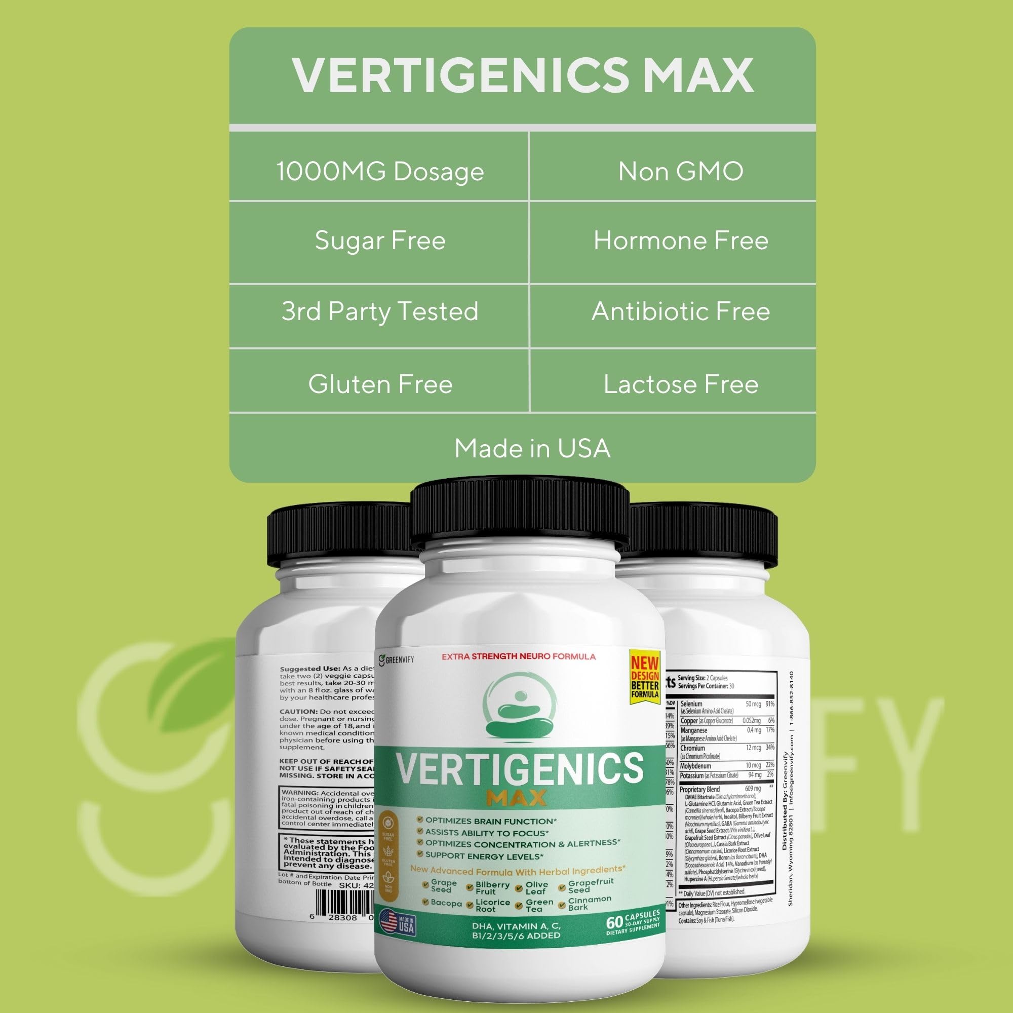 Vertigenics Max – Brain & Focus Support Supplement – Extra Strength Neuro Formula with Vitamins, Minerals & Herbal Blend – Supports Clarity, Alertness & Energy – 60 Capsules (1) Vertigenics uk supplements