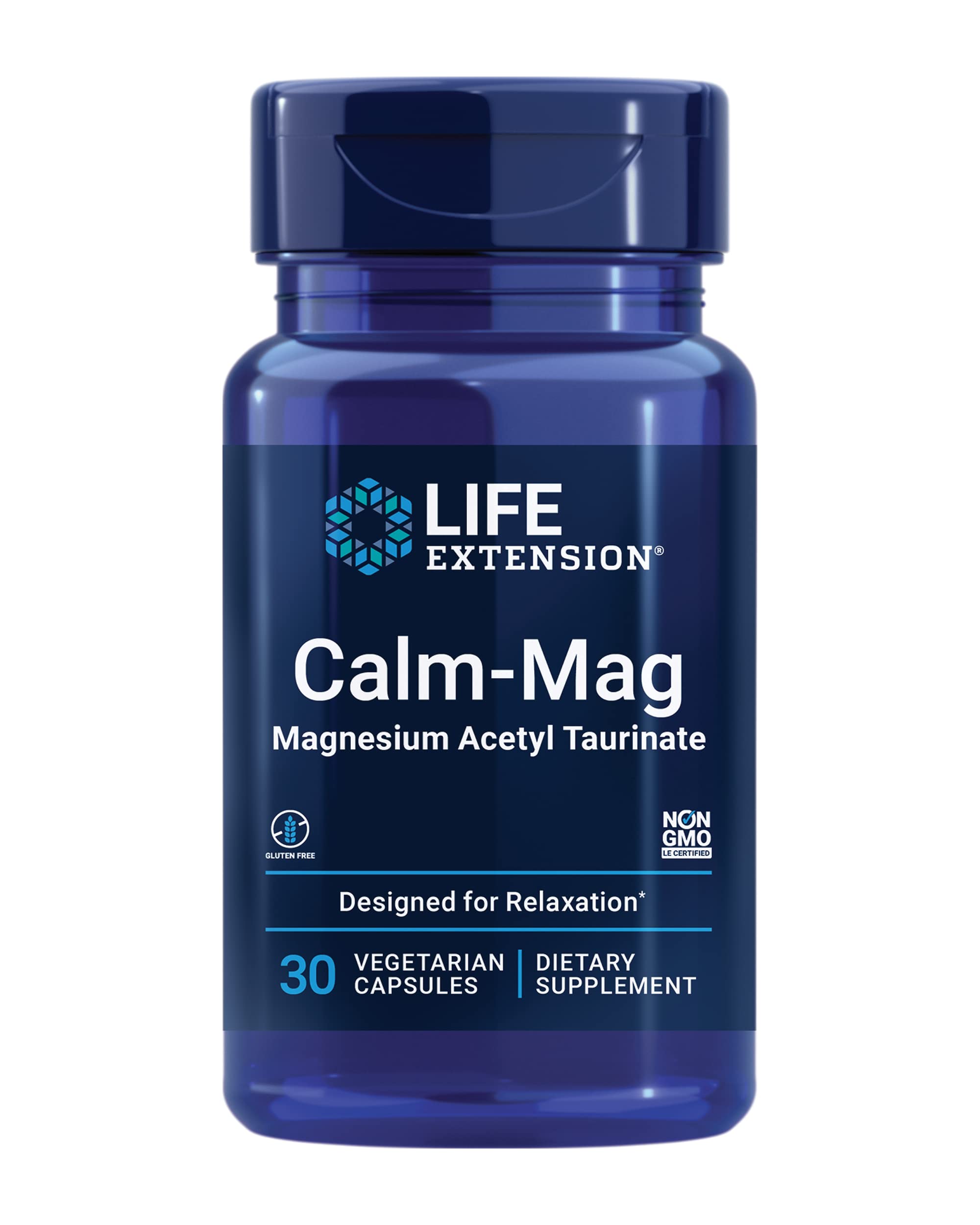 Life Extension Calm-Mag, Magnesium Acetyl taurinate, Daily Stress Management Formula, Supports Calmness and Relaxation, Gluten-Free, Non-GMO, Vegetarian, 30 Capsules Life Extension uk supplements