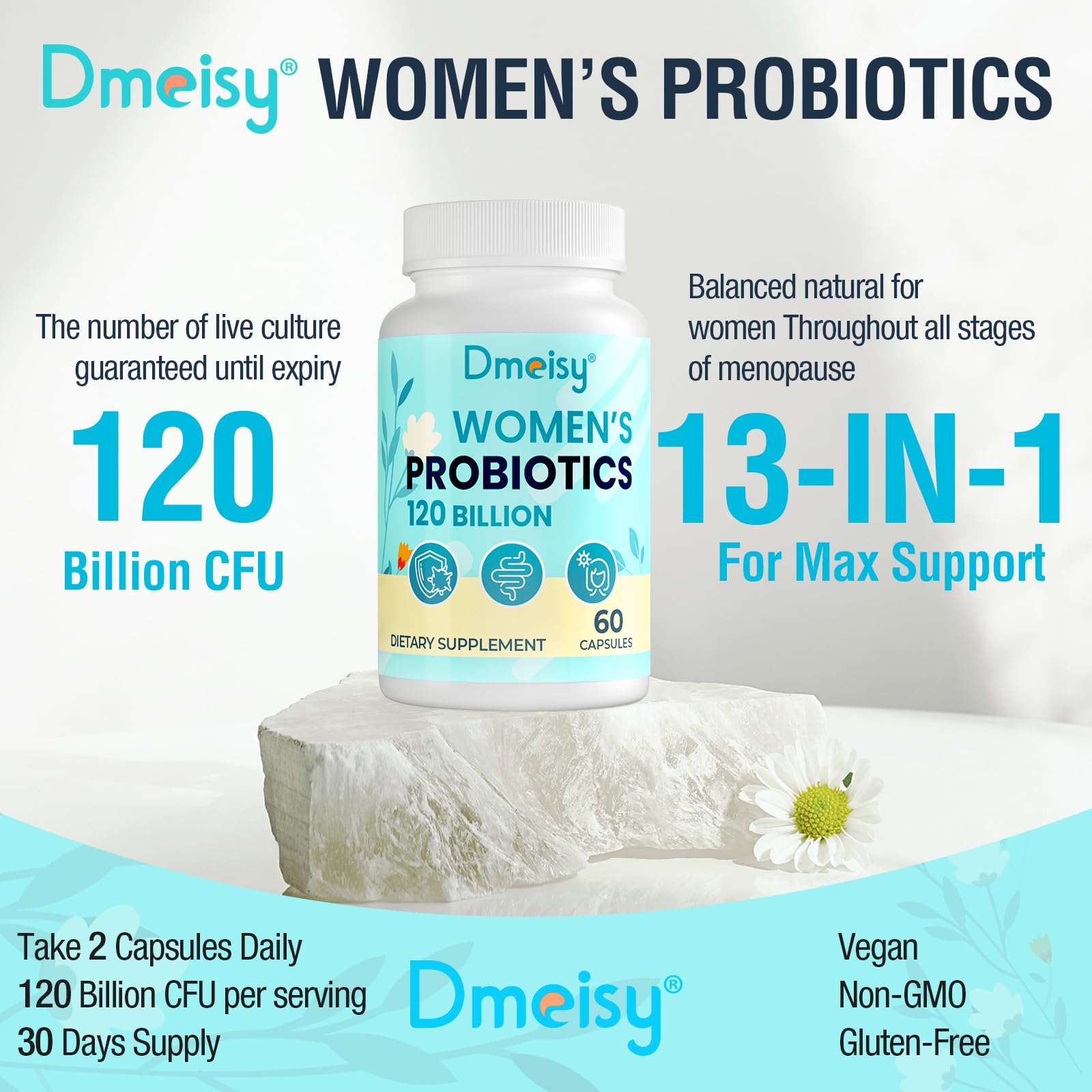 Dmeisy 120 Billion CFU Probiotic - Menopause Support Probiotics for Women, Natural Menopause Dmeisy uk supplements