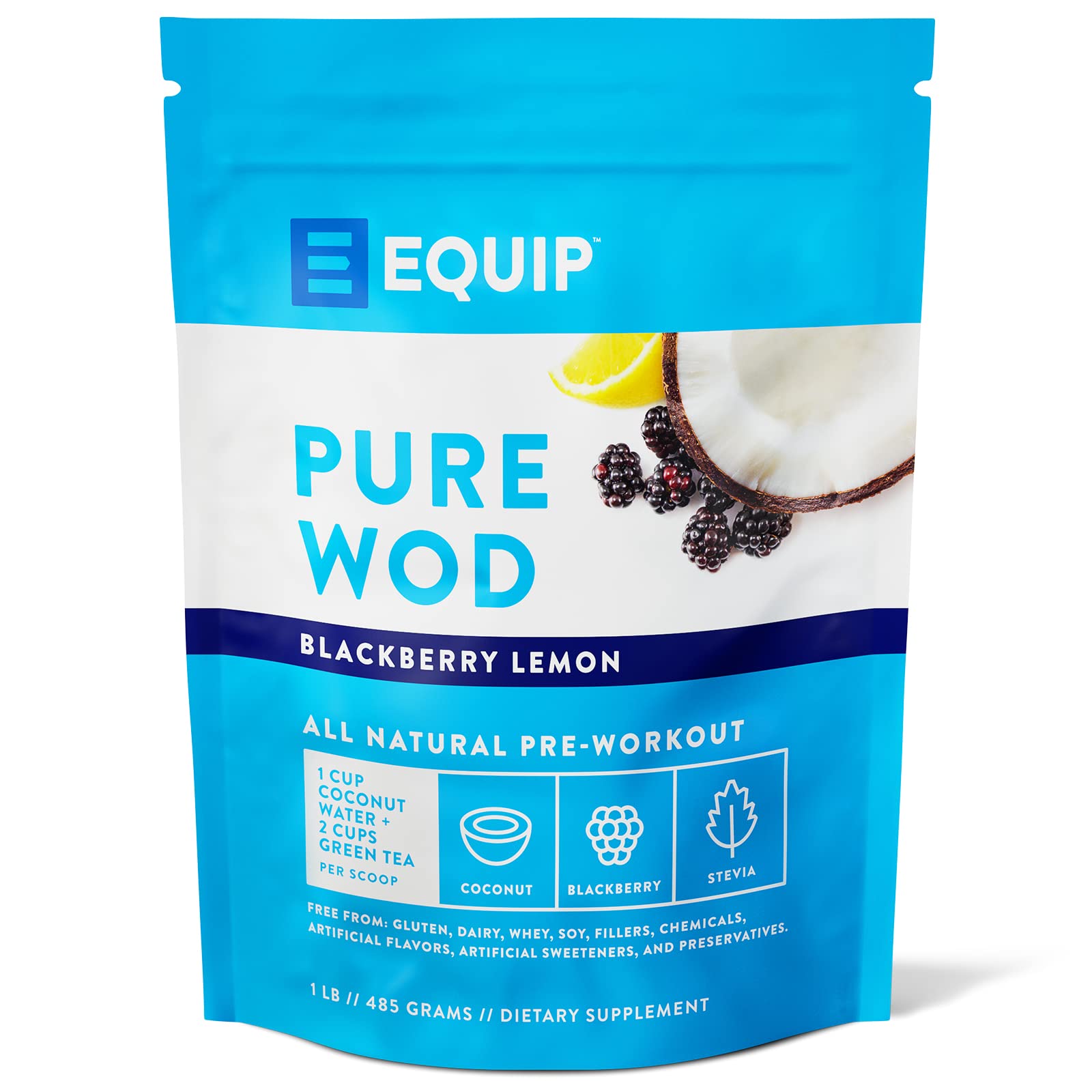 Equip Foods PureWOD All Natural Pre-Workout Powder - 200mg Green Tea Caffeine, BCAA Equip uk supplements