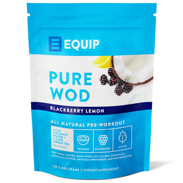 Equip Foods PureWOD All Natural Pre-Workout Powder - 200mg Green Tea Caffeine, BCAA Equip uk supplements