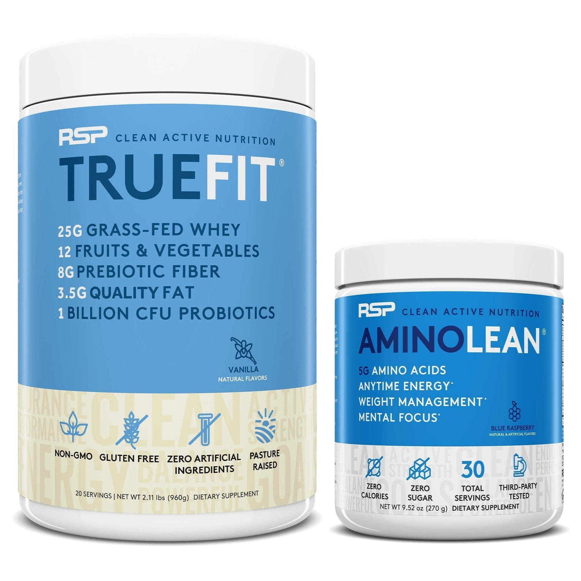 RSP NUTRITION AminoLean Pre Workout Energy (Blue Raspberry 30 Servings) with TrueFit RSP NUTRITION uk supplements