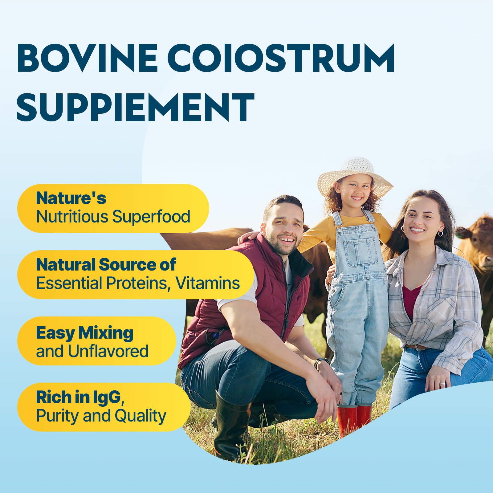 Energievoll Bovine Colostrum Supplement Powder - 60% IgG 3000 mg for Gut, Hair Growth, Beauty, and Immune, Easy to Mix, Unflavored (50 Servings) Energievoll uk supplements