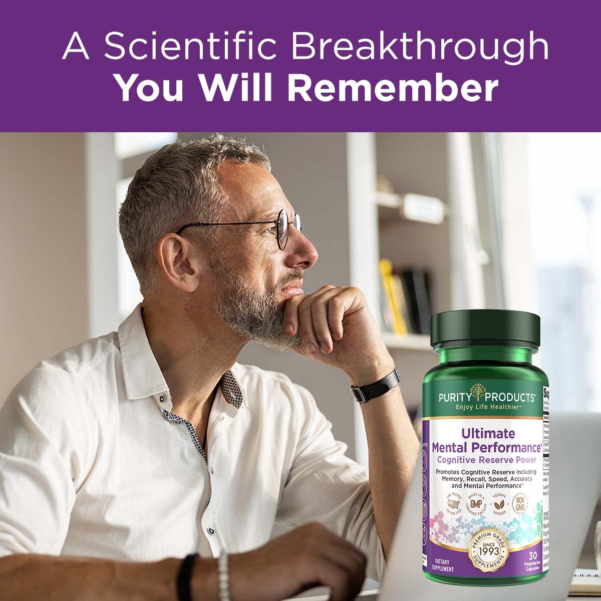 Purity Products Ultimate Mental Performance Supports Memory Recall, Mental Focus + More - Nootropic Powerhouse ft. Patented Botanical Plant-Based Ingredients - Vegan & Non-GMO - 30 Veggie Caps Purity Products uk supplements