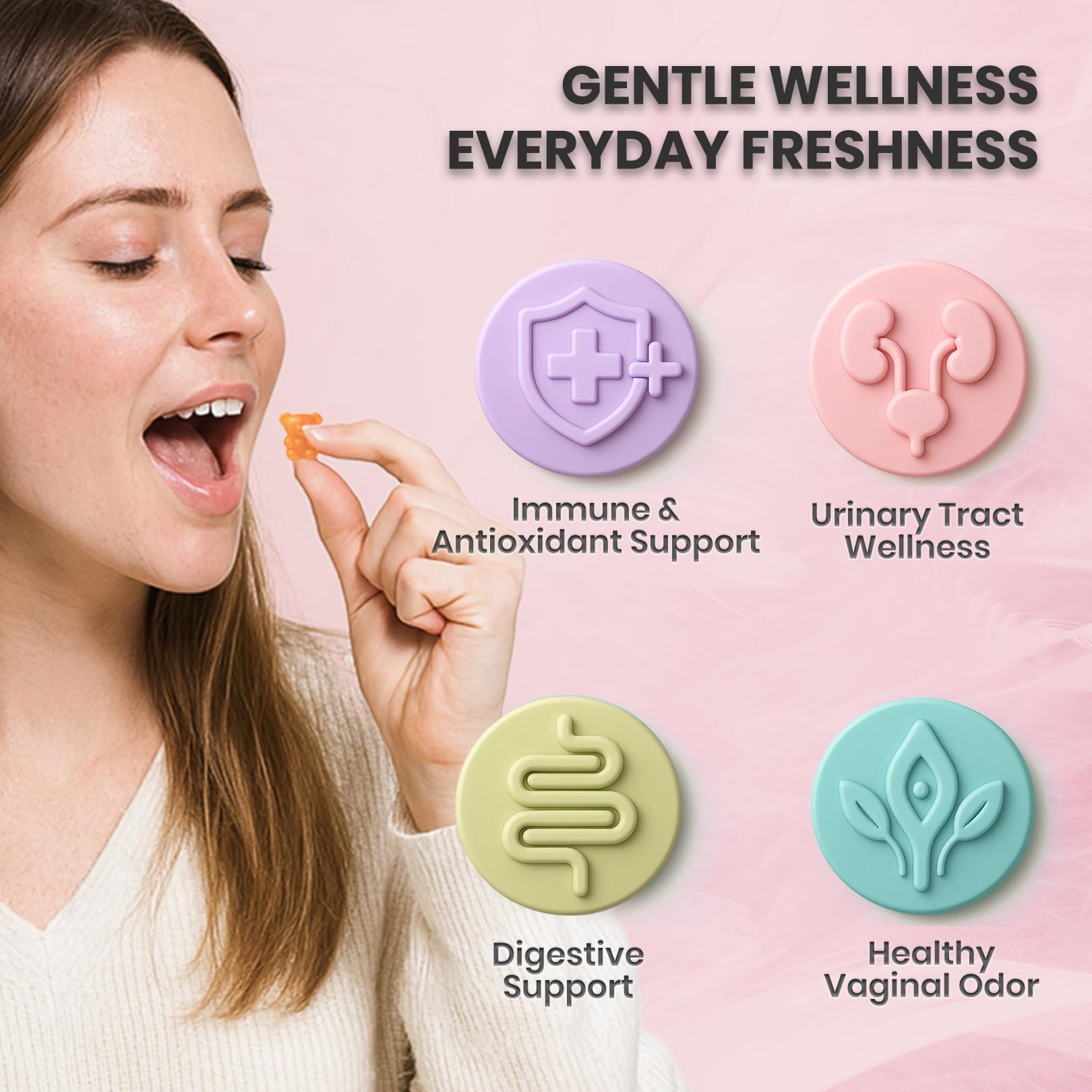 NUTRAJOY Premium Feminine Balance Gummies, for Women's Ph Health, Vaginal Wellness Support, Immune Support, Energy Support, Hawaiian Pineapple, Vegan Gluten-Free, 60 Gummies NUTRAJOY uk supplements