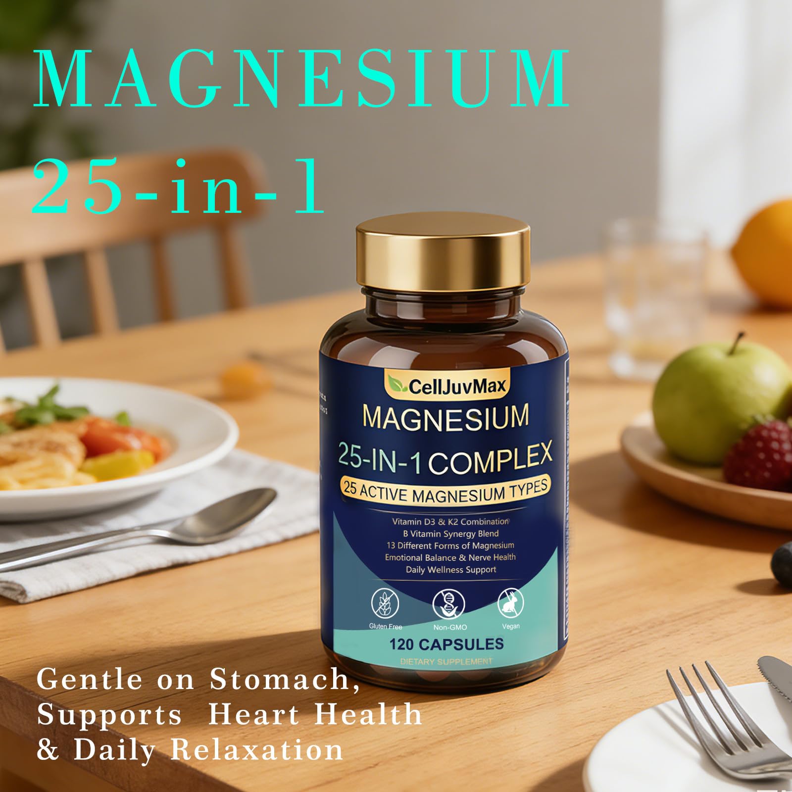 25-in-1 Magnesium Complex | Multi-Form Absorbable Blend for Daily Nutritional Support, 120 Vegan Caps (1) PBZPBZ uk supplements