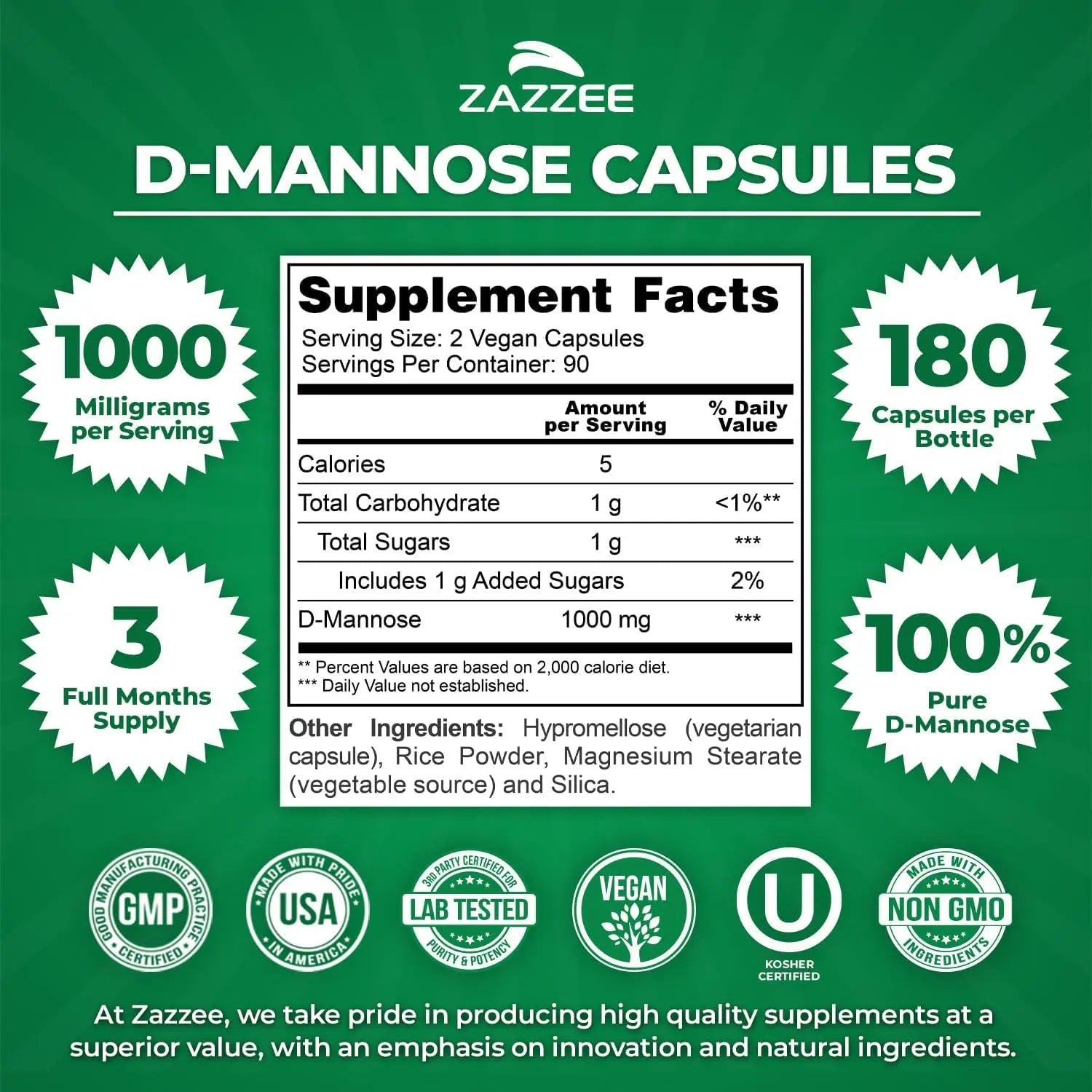 Zazzee Urinary Tract Cleanse & Detox Bundle | USDA Organic Dandelion Root Extract Capsules Plus D-Mannose 1000mg Capsules for UT & Bladder Cleansing Zazzee uk supplements
