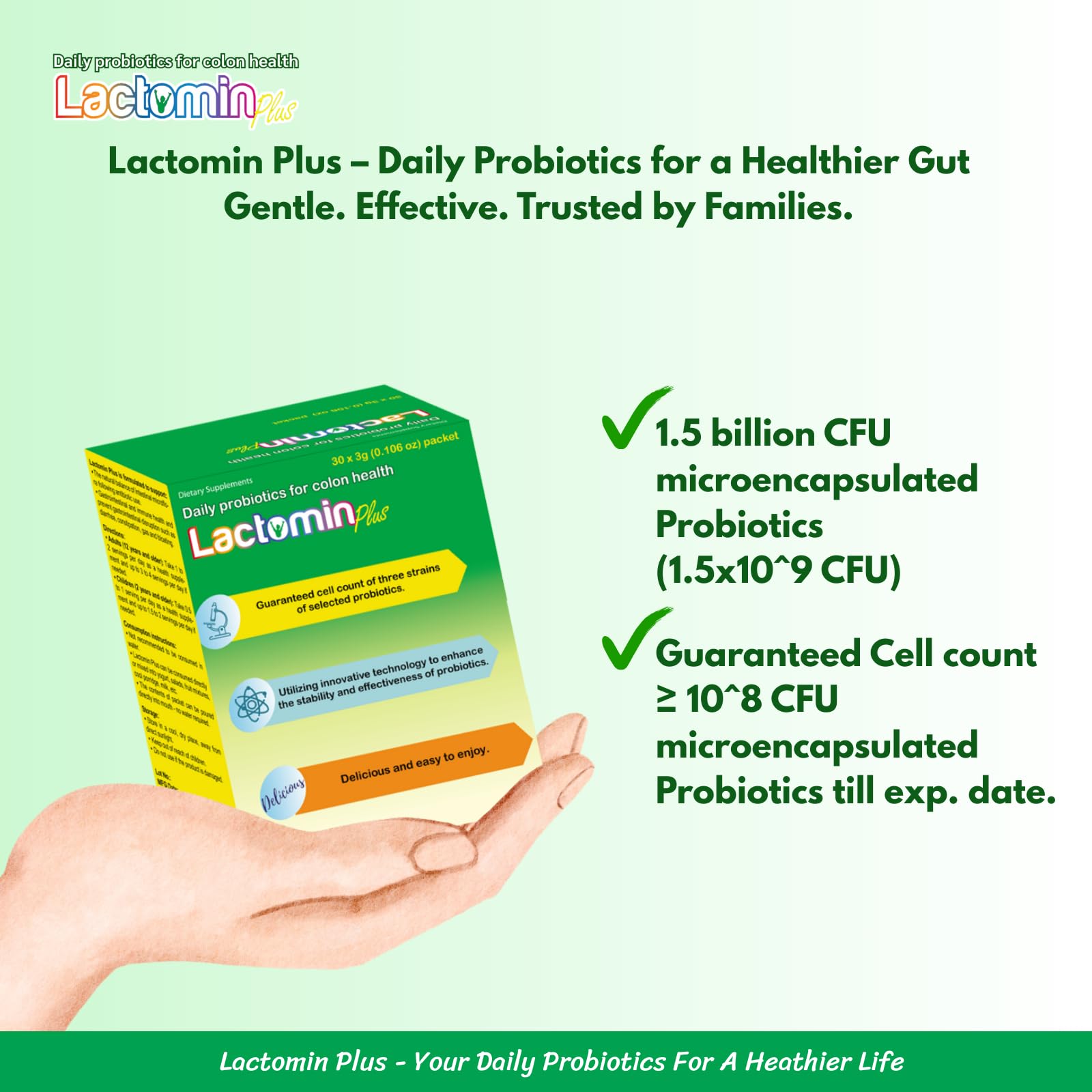 Probiotics - LactominPlus-3 Probiotics Strains - Powder - Sweet Yogurt Flavor - 30 Sticks x 3g (1month), 1.5 Billion CFU, with Prebiotics(FOS), Constipation & Bloating Relief, Microencapsulated Lactomin uk supplements