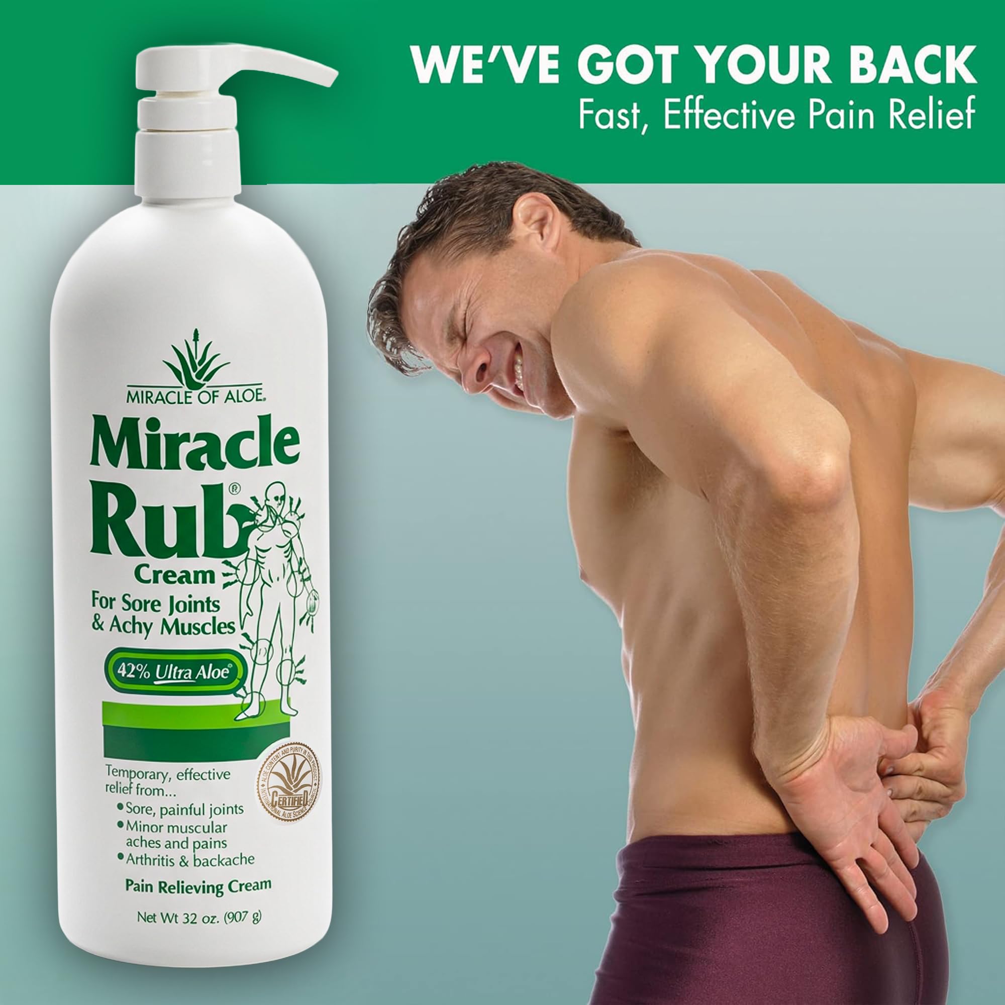 Miracle of Aloe Miracle Rub Pain Relieving Cream 32 oz, Fast & Effective Relief for Arthritis, Muscle, and Joint Pain - Maximum Strength UltraAloe Formula, Topical Analgesic Miracle of Aloe uk supplements