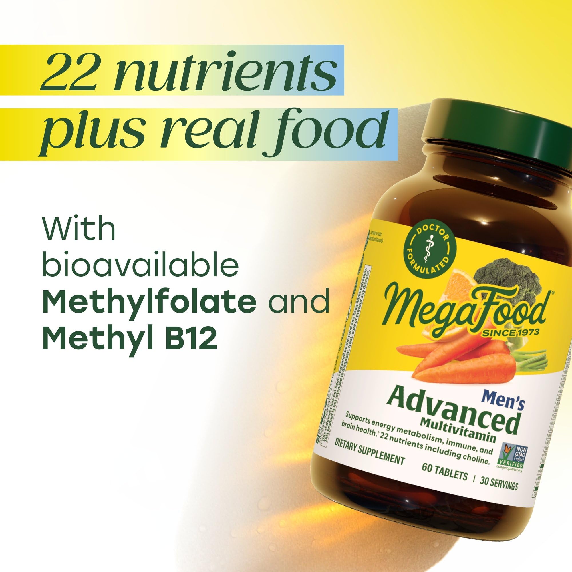 MegaFood Men's Advanced Multivitamin for Men - Doctor -Formulated - Choline, Vitamin B12, Vitamin D, Vitamin C & Zinc - Brain Health & Immune Support - Non-GMO - Vegetarian - 120 Tabs (60 Servings) MegaFood uk supplements