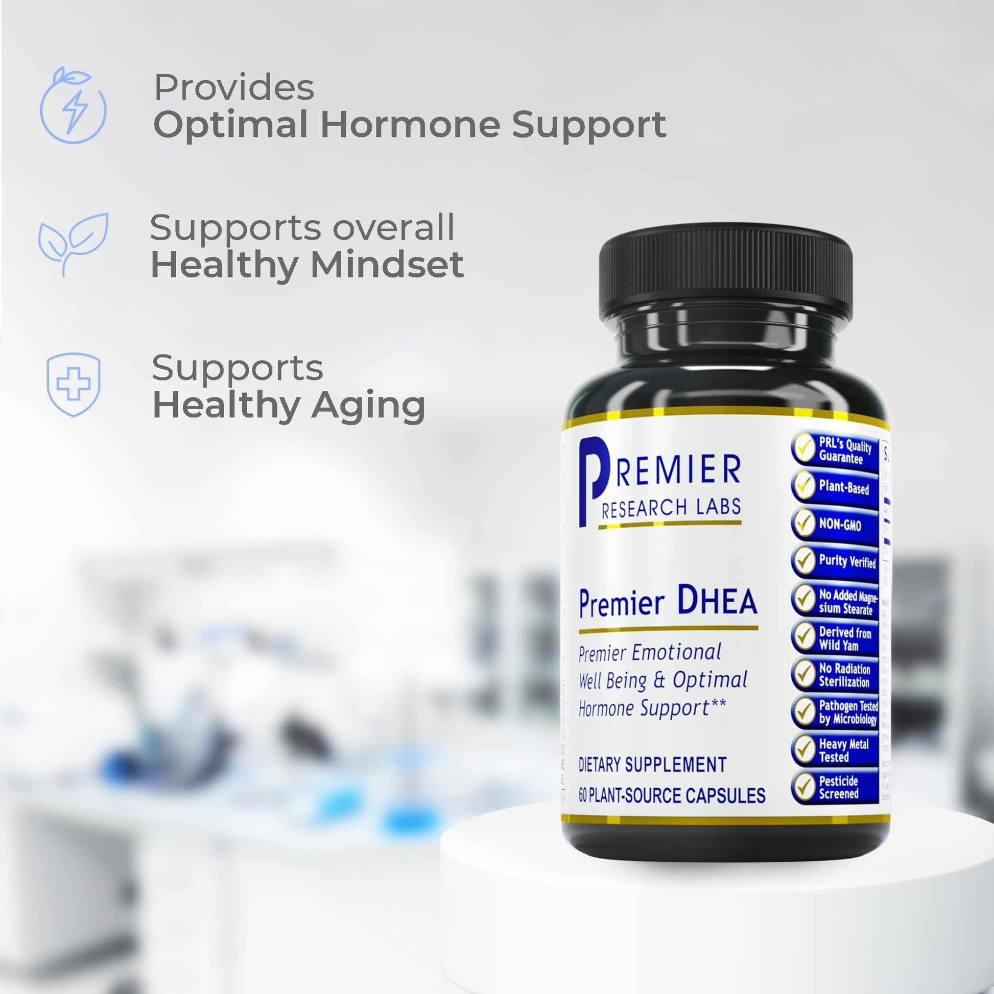 Premier Research Labs Premier DHEA - DHEA Supplement for Women & Men, Pure DHEA 25mg, Hormone Support for Healthy Aging, Wild Yam DHEA, Vegan Friendly - 60 Vegetarian Capsules Premier Research Labs uk supplements