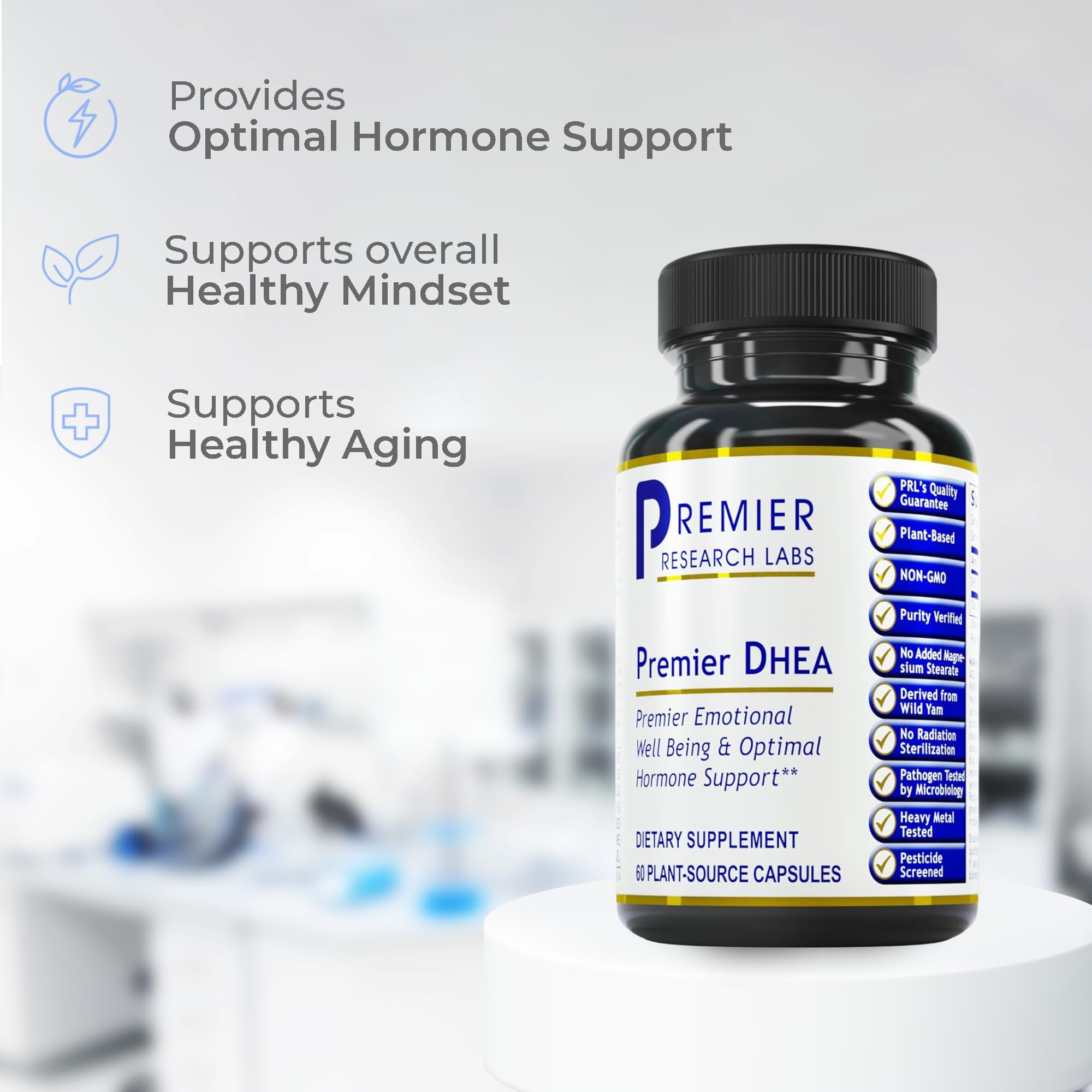 Premier Research Labs Premier DHEA - DHEA Supplement for Women & Men, Pure DHEA 25mg, Hormone Support for Healthy Aging, Wild Yam DHEA, Vegan Friendly - 60 Vegetarian Capsules Premier Research Labs uk supplements