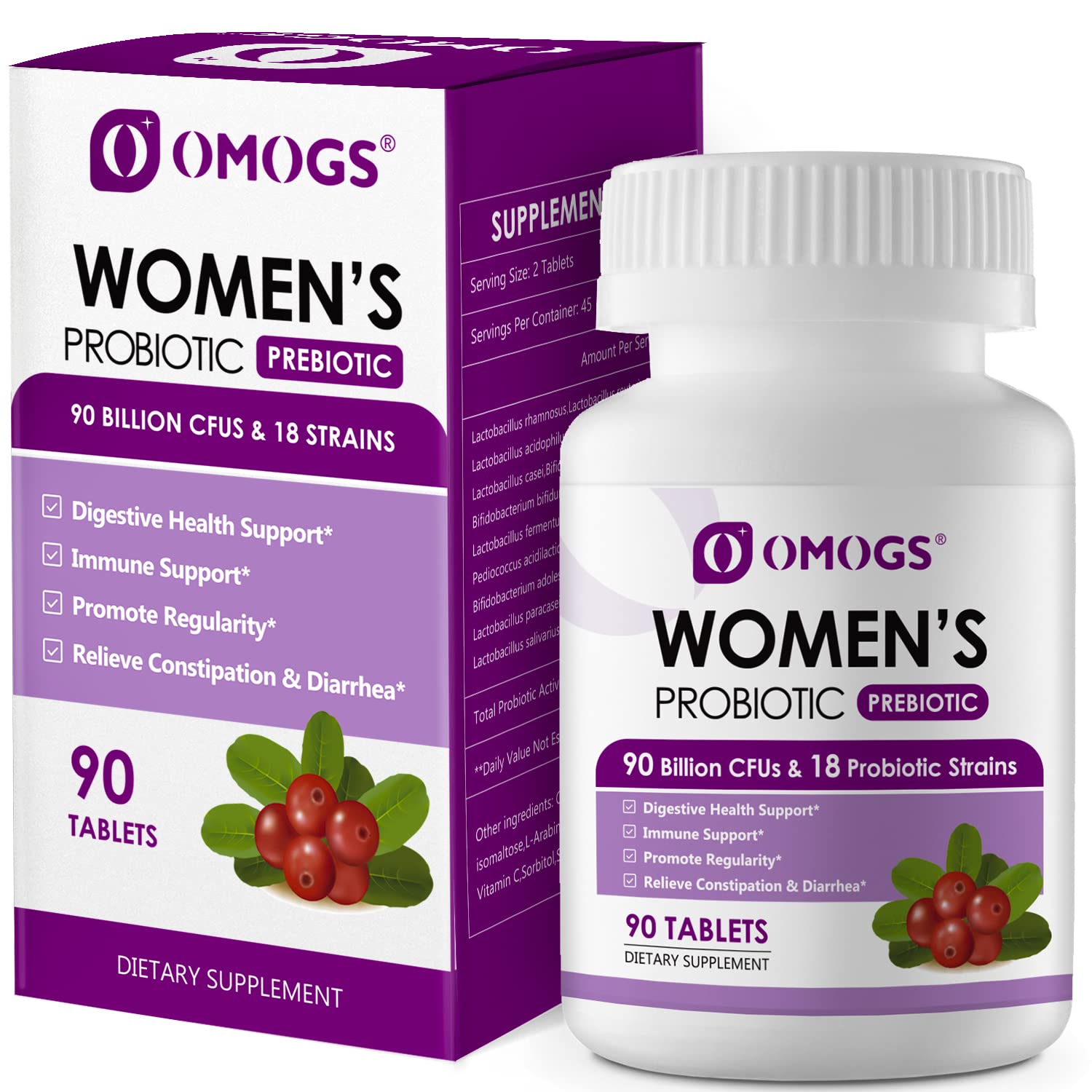 OMOGS Women's Probiotic,with Cranberry Extract and Organic Prebiotics,90 Billion CFUs OMOGS uk supplements