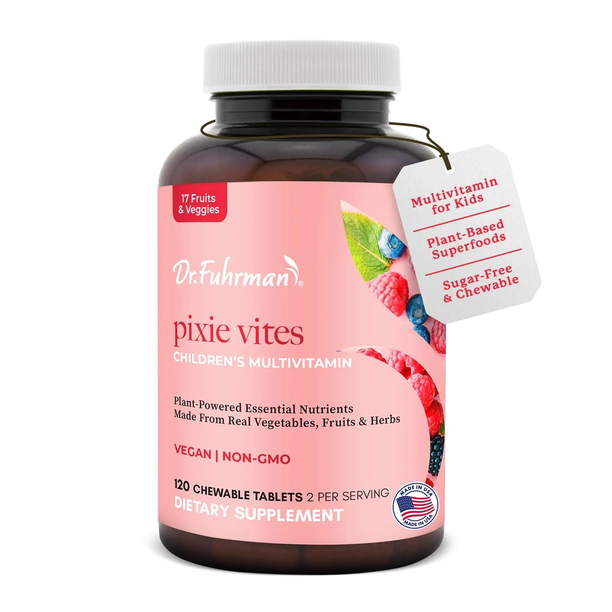 Dr. Fuhrman Pixie Vites Chewable Children's multivitamin | Whole Food Kids Multi with Vitamin D3, K2 & Zinc | Dr. Fuhrman uk supplements