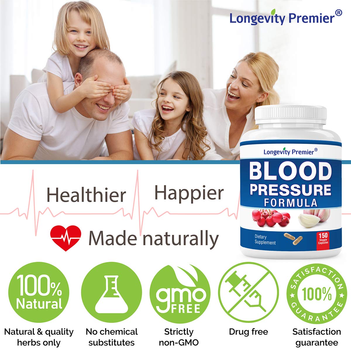 [3-Bottle X 150 Caps] Longevity Blood Pressure Formula -Scientifically formulated with Hawthorn & 12+ Quality Natural Herbs LONGEVITY PREMIER NUTRACEUTICALS INC uk supplements