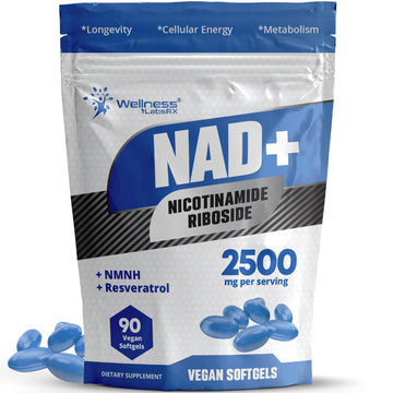 WELLNESS LABSRX NAD+ Supplement - Third-Party Tested NMNH Supplement Softgels, NAD Resveratrol 2500mg NAD Supplements for Anti-Aging, Longevity, and Cellular Health Support - Made in USA WELLNESS LABSRX uk supplements