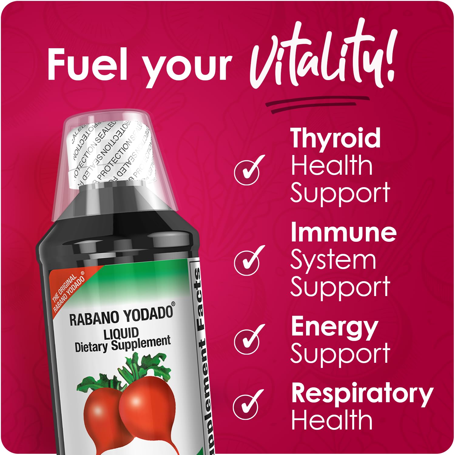 Rabano Yodado Ionized Radish Dietary Liquid Supplement with Iodine, Vitamin B1, B6 & B12, Wellness & Digestive Support, Helps Maintain Natural Energy & Nutrient Balance, 8 Fl Oz, Pack of 1 Rabano Yodado uk supplements
