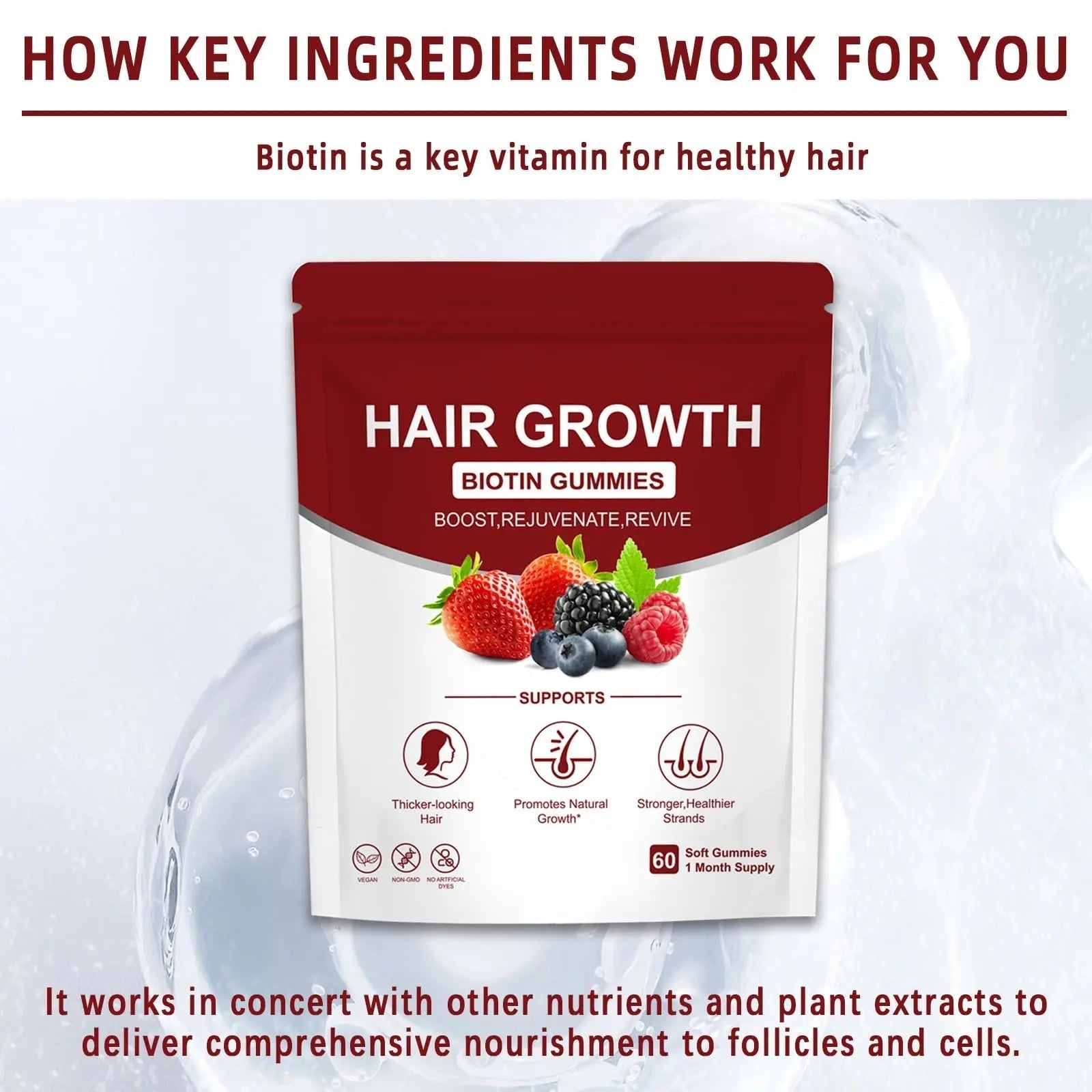 YYLLYY Hair Growth Vitamins Gummies | with Biotin, Vitamin C & E, Botanical Extracts | Supports Healthy Hair Growth & Strength, Skin & Nail Care YYLLYY uk supplements