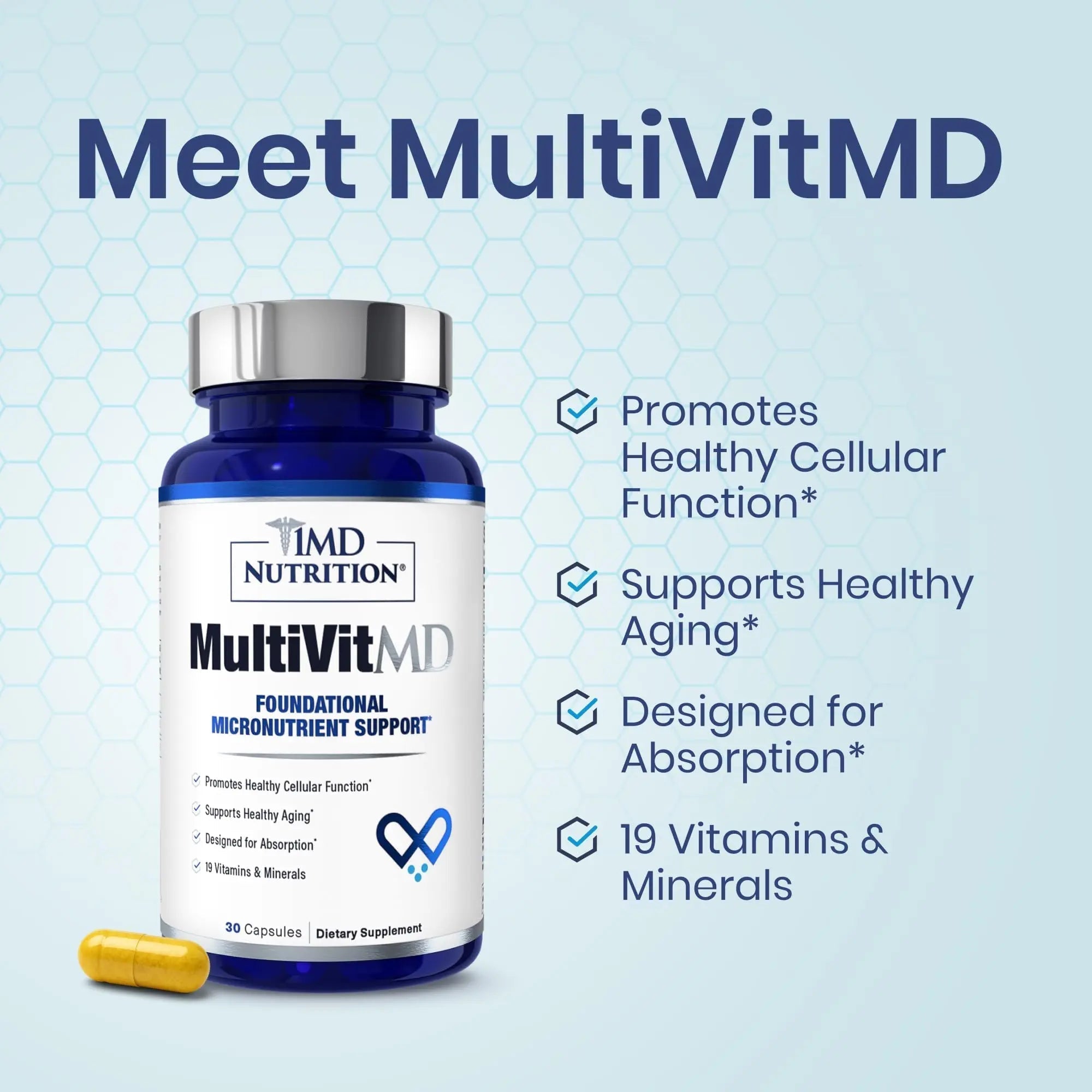 1MD Nutrition MultiVitMD Daily Multivitamin – 19 Essential Vitamins & Minerals for Adults Over 55 | Supports Healthy Aging, Heart, Brain, Bone, & Immune Health | 1MD Nutrition uk supplements