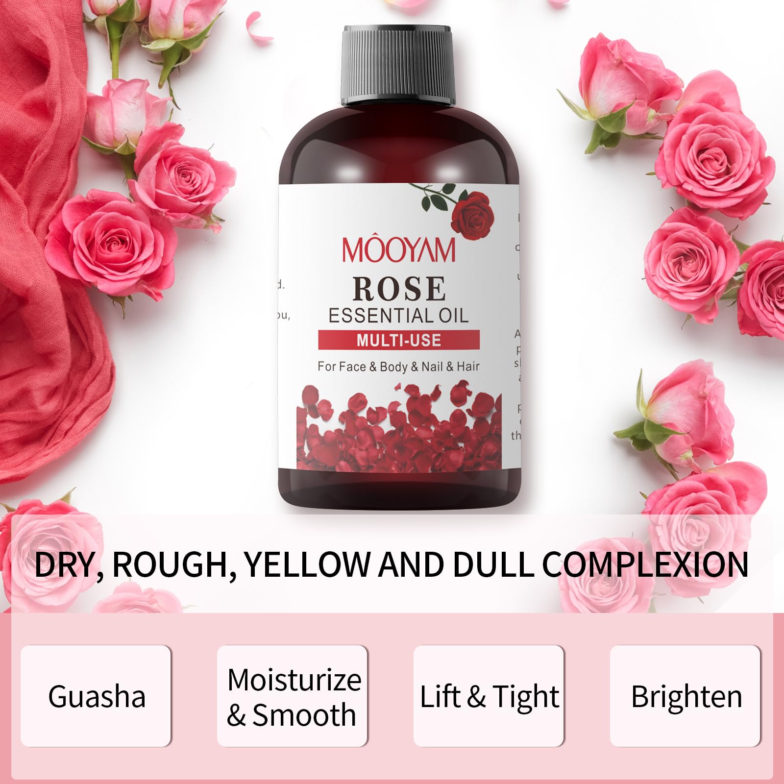 Rose Essential Oil Pure Rose Oil for Face 4OZ/118ML Organic Essential Oils for Diffuser Home Bedroom YAFUSIPE uk supplements