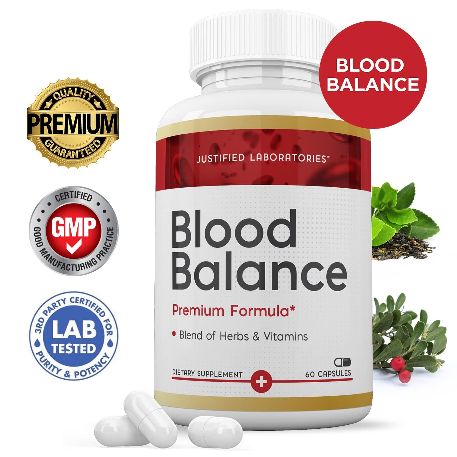 (3 Pack) Blood Balance Advanced Formula 688MG Supplement Pills 180 Capsules Justified Laboratories uk supplements