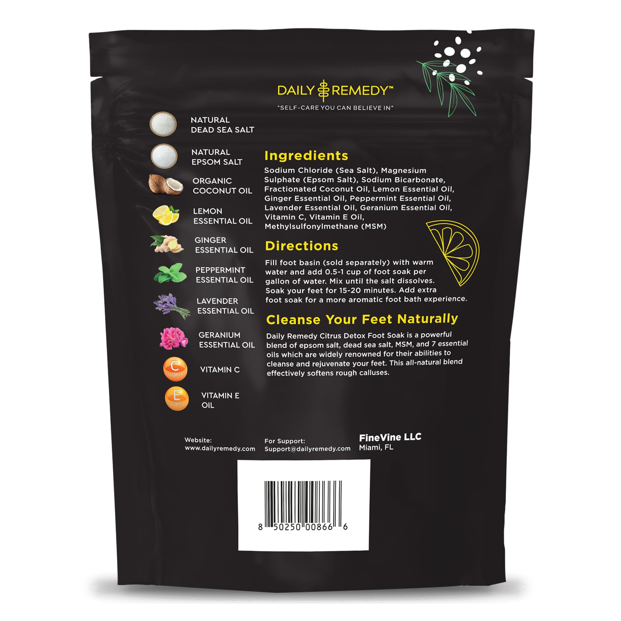 Citrus Detox Foot Soak with Epsom Salt - for Foot Callus, Immune Boost, Damaged Toenail DAILY REMEDY uk supplements