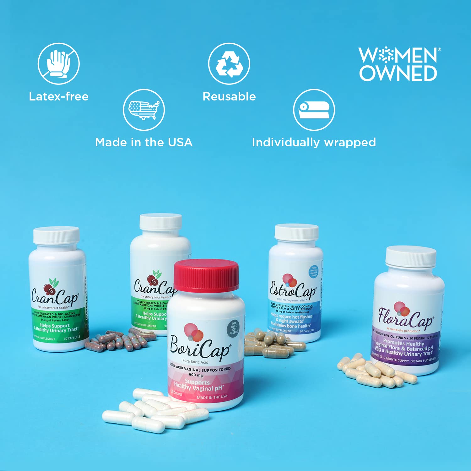 BoriCap Boric Acid Vaginal Suppository Applicators, 7 Applicators - Hygienic Solution BoriCap uk supplements