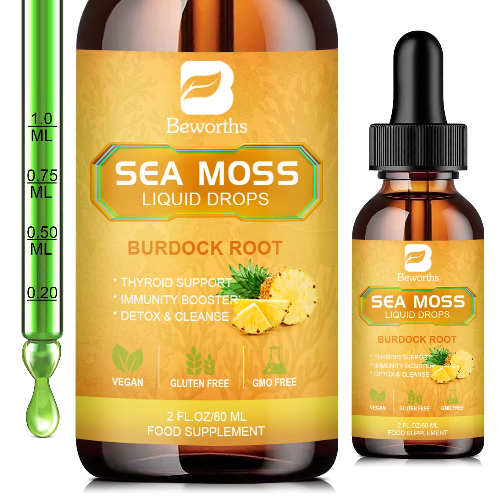 B BEWORTHS Sea Moss Liquid Drops - Organic Irish Sea Moss Gel with Burdock Root B BEWORTHS uk supplements