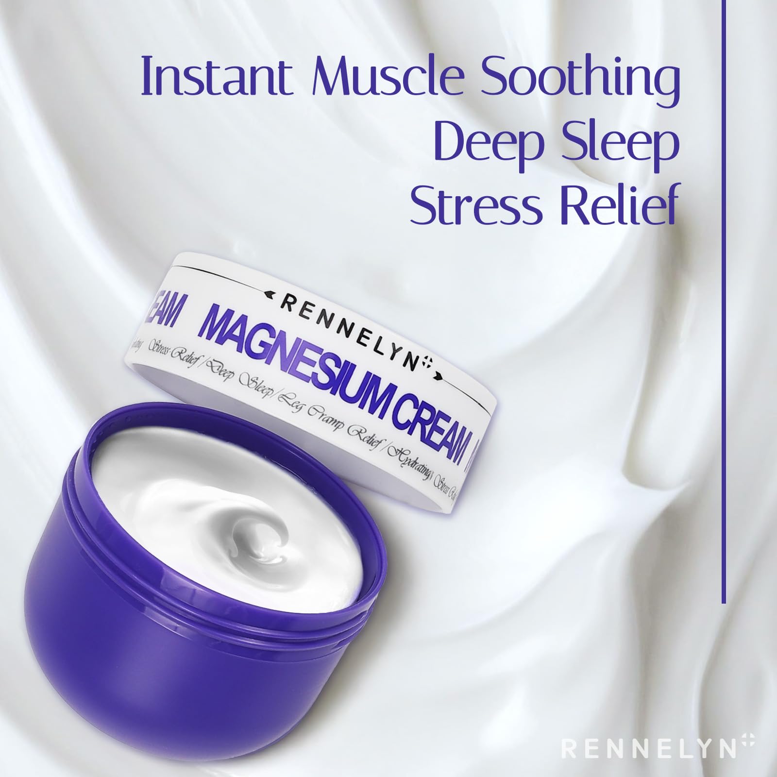 Magnesium Cream Leg Cramps: Soothing Lotion with Magnesium Glycinate, Malate, & Chloride (3 OZ FL, Lavender) Rennelyn uk supplements