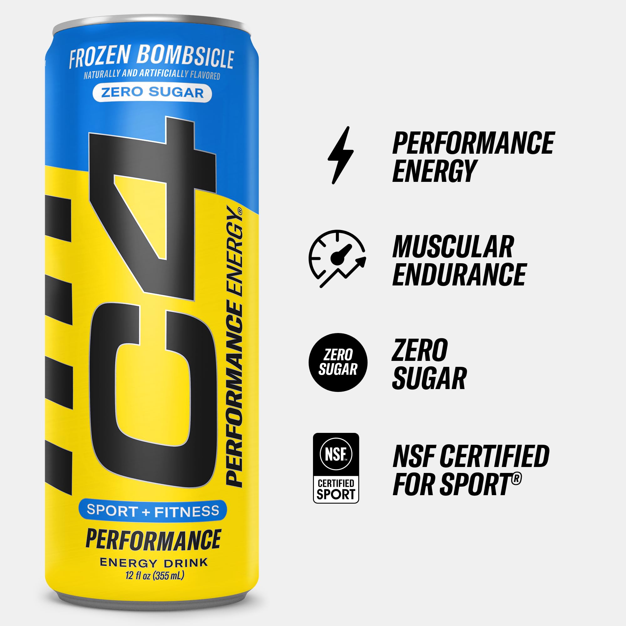 C4 Energy Drink 12oz (Pack of 24) - Frozen Bombsicle - Sugar Free Pre Workout Performance Cellucor uk supplements