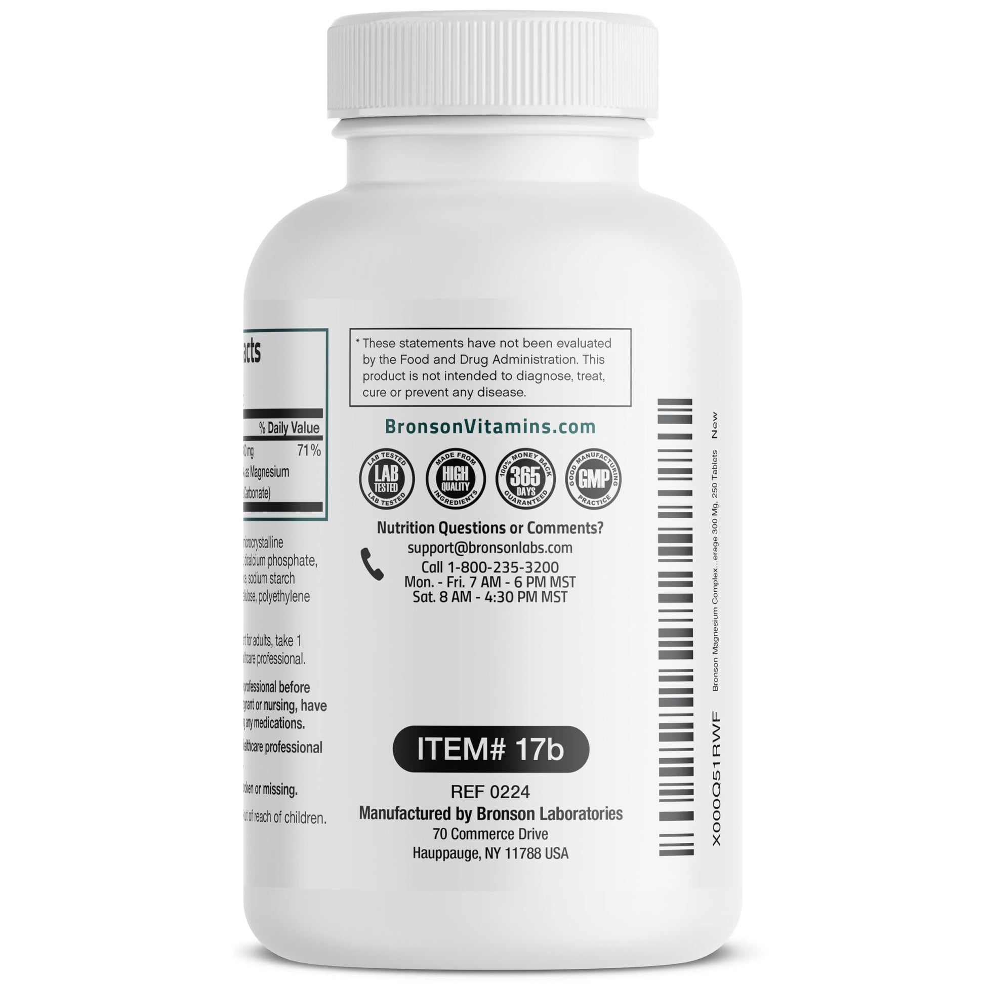 Bronson Triple Magnesium Complex Maximum Coverage 300mg - Non-GMO Formula, 250 Tablets Bronson uk supplements