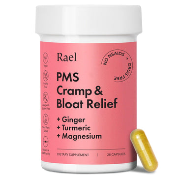 Rael PMS Supplement, Hormone Balance for Women, Relief from Menstrual Cramps with Turmeric, Ginger, Magnesium (28 Capsules) Rael uk supplements