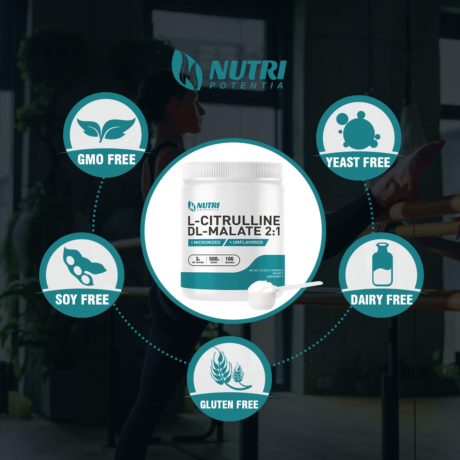 L-Citrulline Dl-Malate 2:1 Powder 500g, Pure L Citrulline Malate Supplement Preworkout NUTRI POTENTIA uk supplements