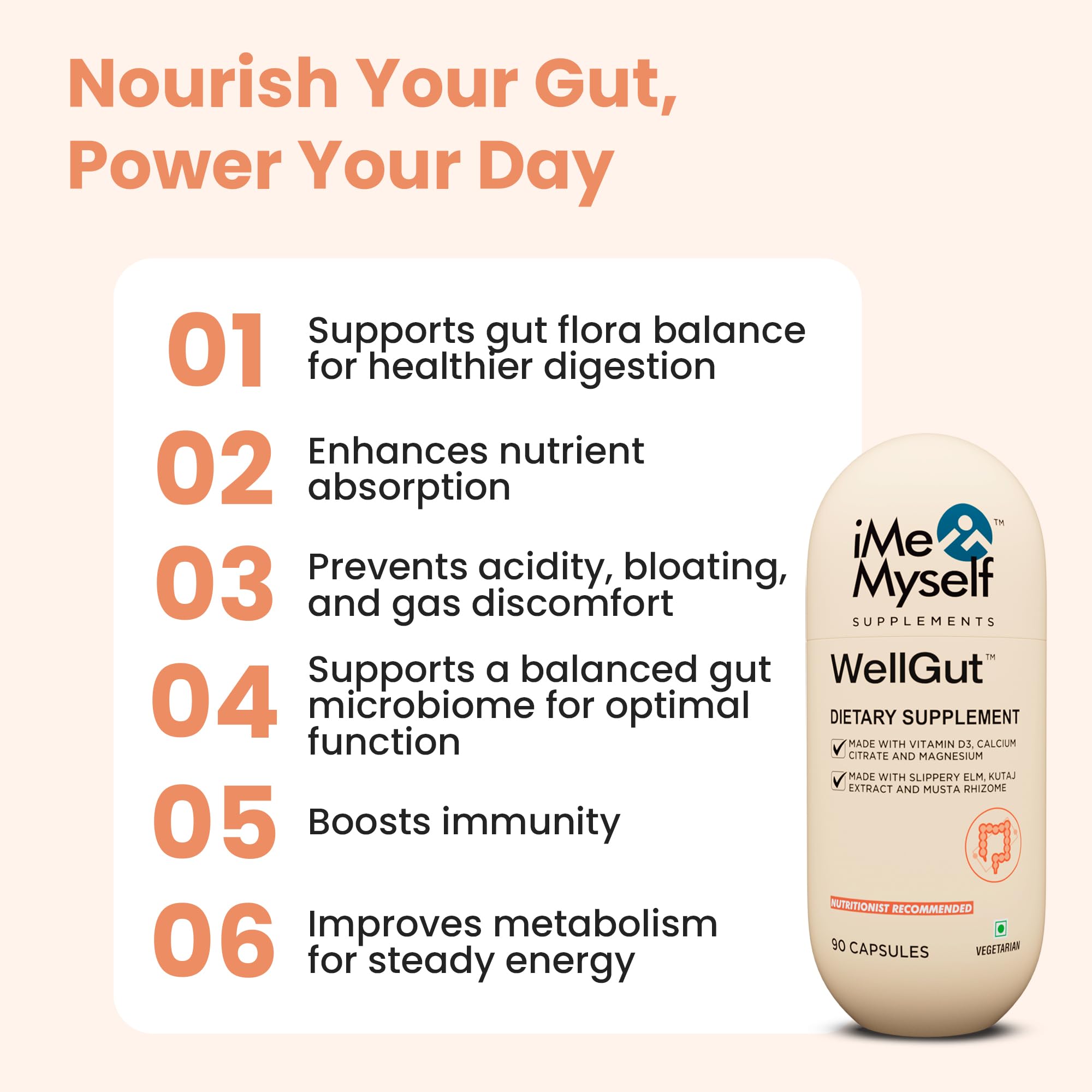 iMeMyself WellGut Daily Herbal Supplement | Traditional Herbs with Minerals & Probiotics 90 Vegan Capsules iMeMyself uk supplements