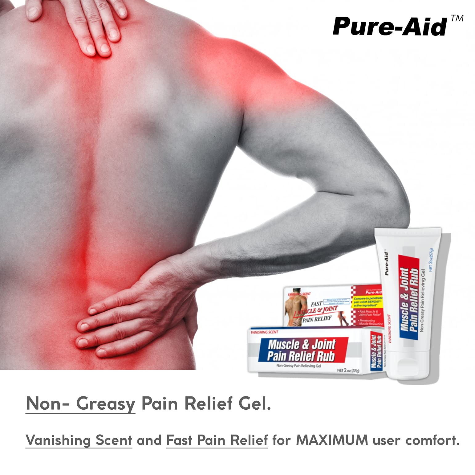 Pure-Aid Muscle & Joint Pain Relief Rub, Fast Relief from Minor Arthritis, Backache, Muscle & Joint Pain Non-Greasy Cream, 2oz (4pk) Pure-Aid uk supplements