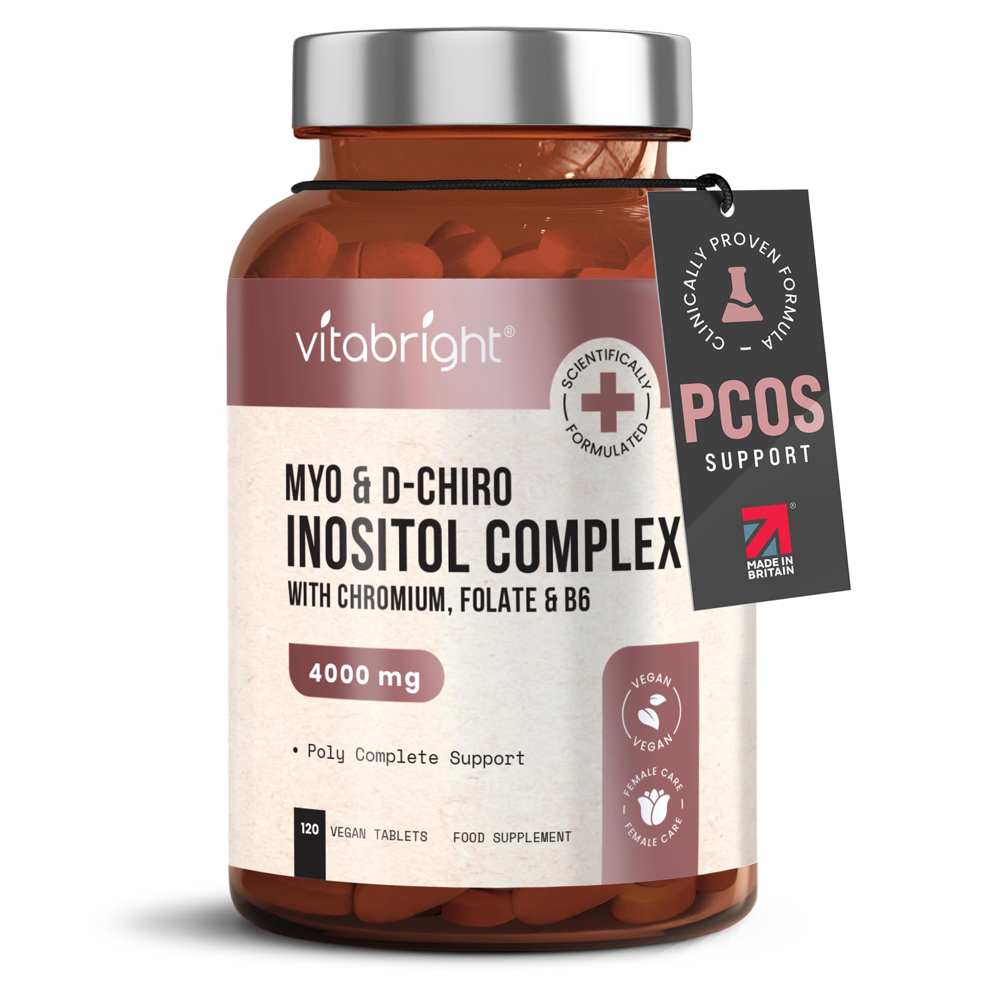 Myo and D-Chiro Inositol Complex - 4000mg per 4 Tablets - 120 Tablets (30 Day Supply) VitaBright uk supplements