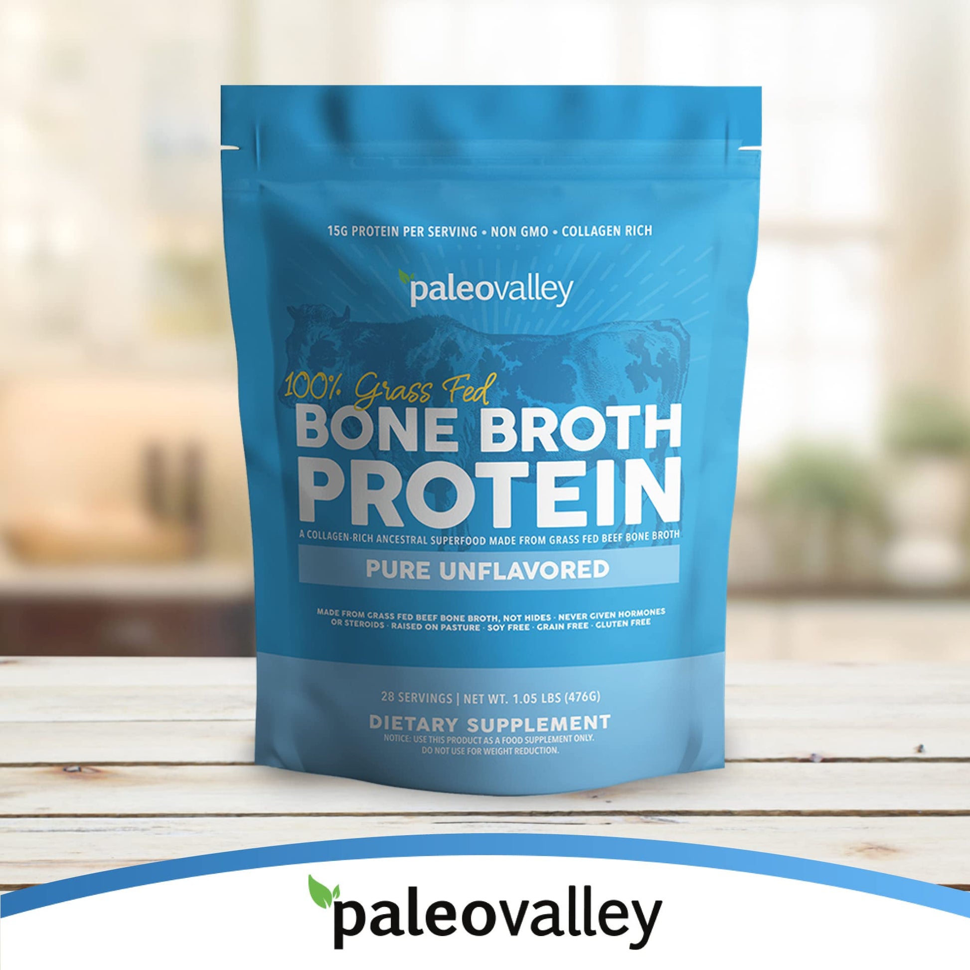Paleovalley 100% Grass Fed Beef Bone Broth Protein Powder - Rich in Collagen Peptides Paleovalley uk supplements