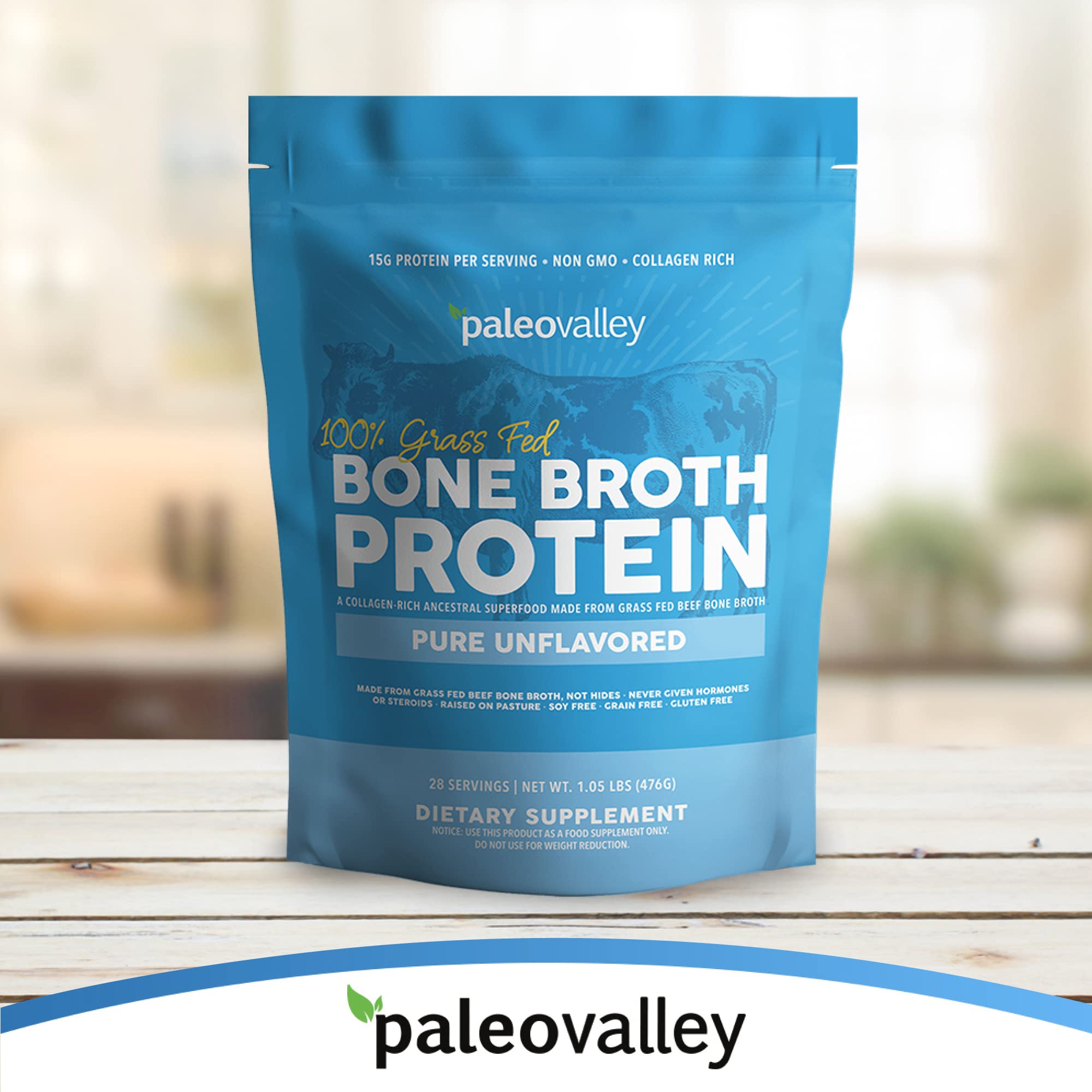 Paleovalley 100% Grass Fed Beef Bone Broth Protein Powder - Rich in Collagen Peptides Paleovalley uk supplements