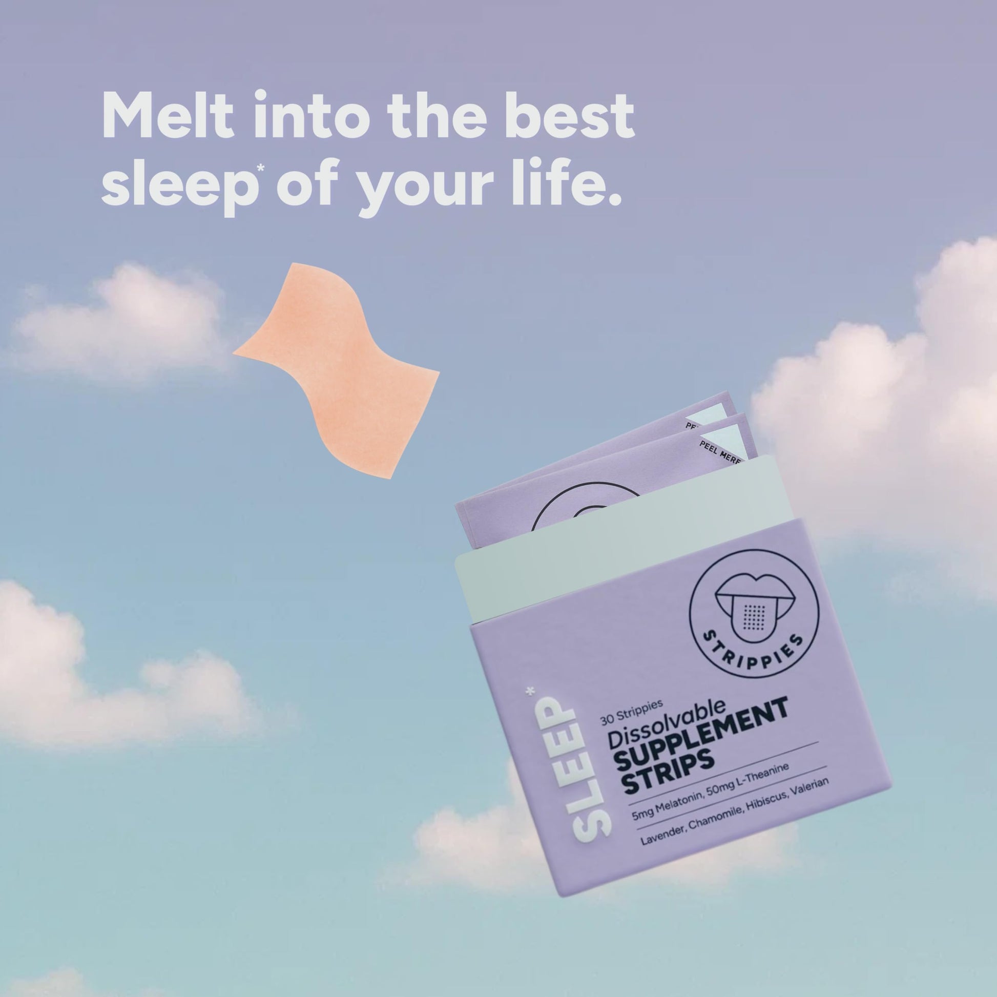 STRIPPIES Dissolvable Sleep Strips – Fast-Acting Melatonin 5mg with L-Theanine, Lavender, Chamomile, Hibiscus & Valerian – Natural Cranberry Flavor – 90 Strips STRIPPIES uk supplements