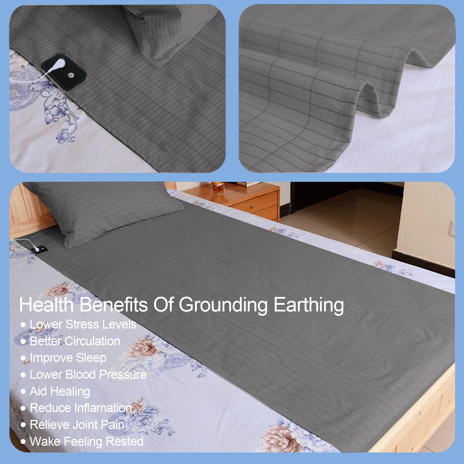 Grounding Mat for Bed, Grounding Sheets Blanket with Grounding Cord, Earthing Mat Grounding Pad Reaeng uk supplements
